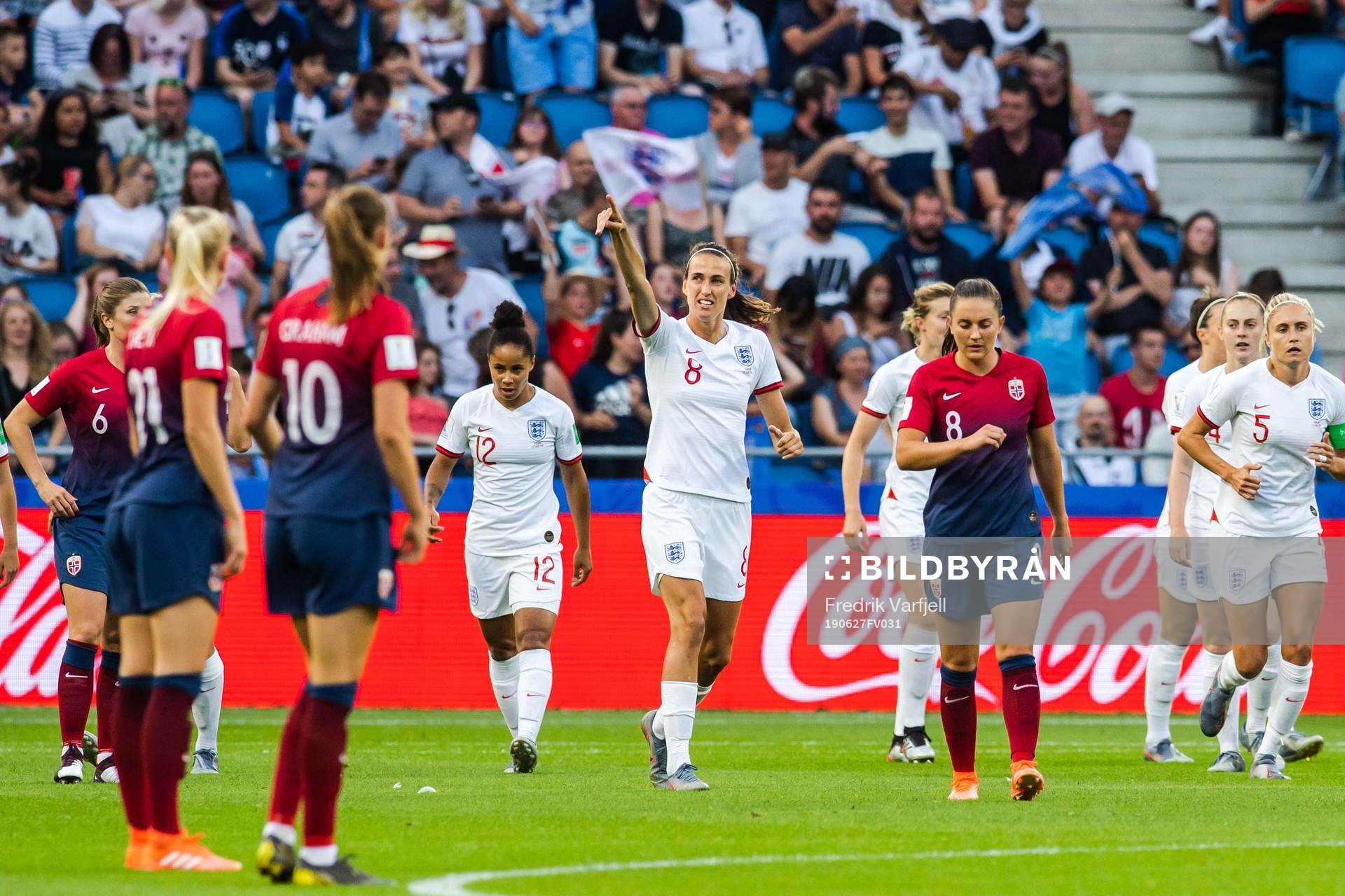 Jill Scott of England celebrates