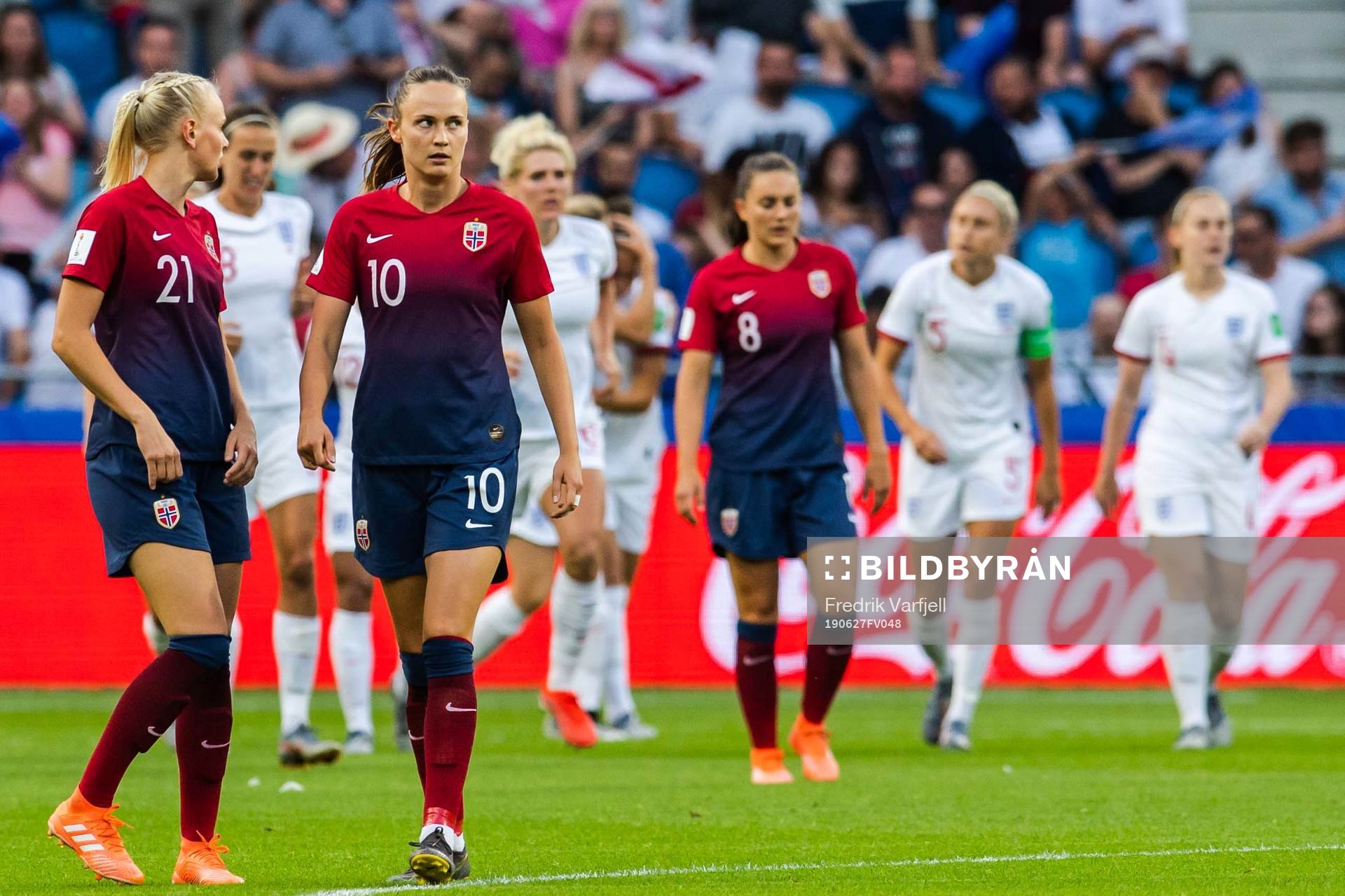 Caroline Graham Hansen of Norway looks dejected