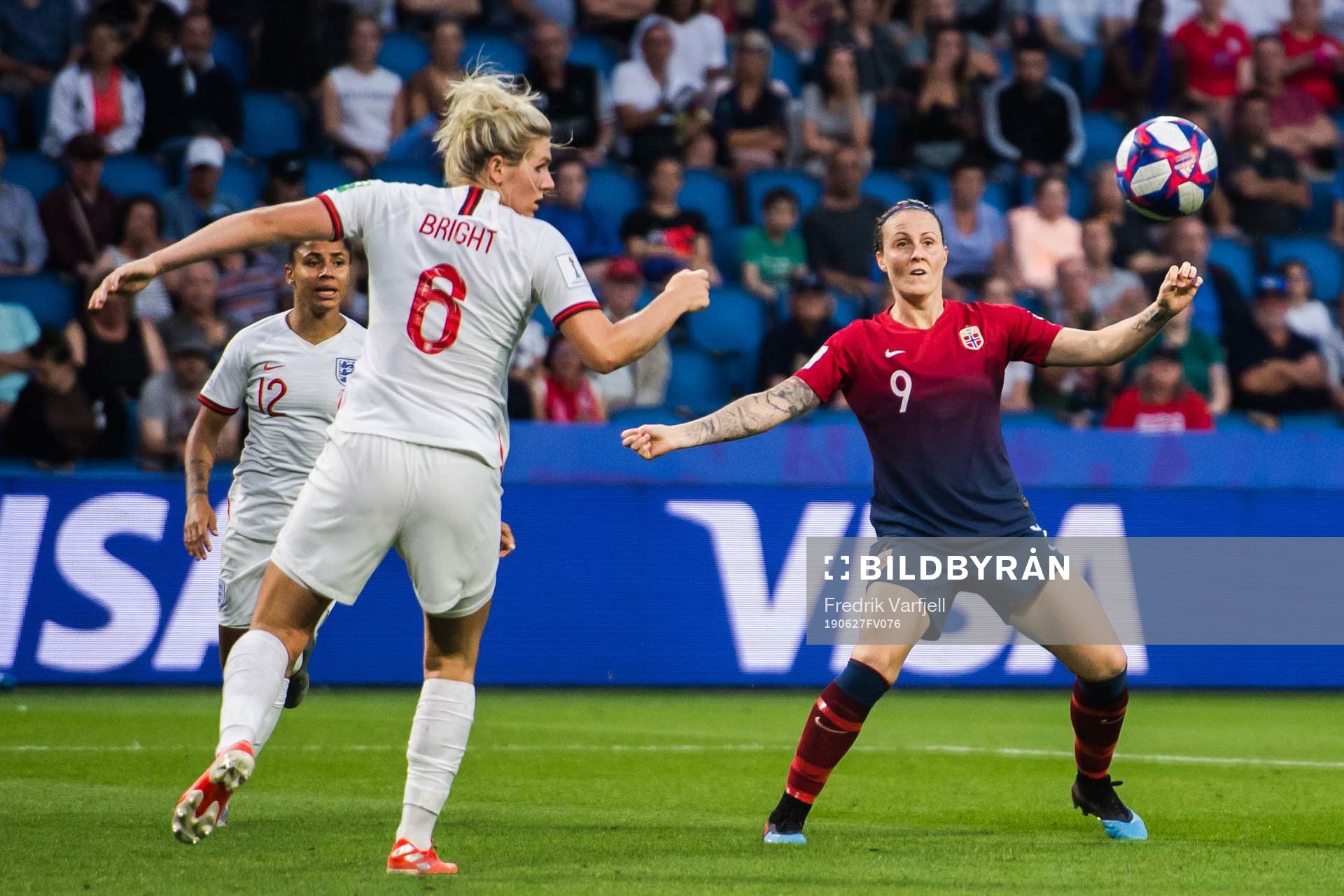 Millie Bright of England and Isabell Lehn Herlovsen of