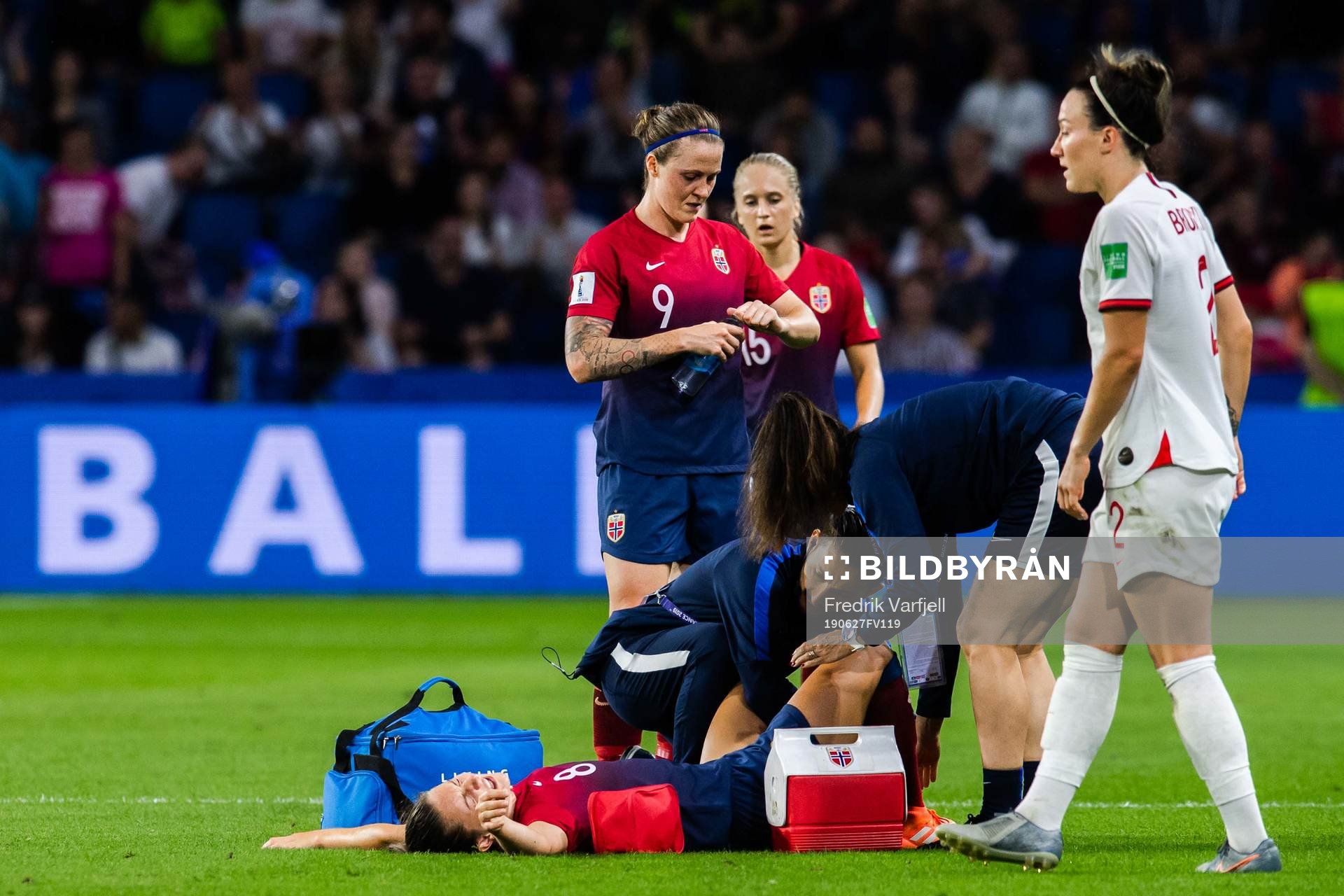 Vilde Bøe Risa of Norway receives medical treatment