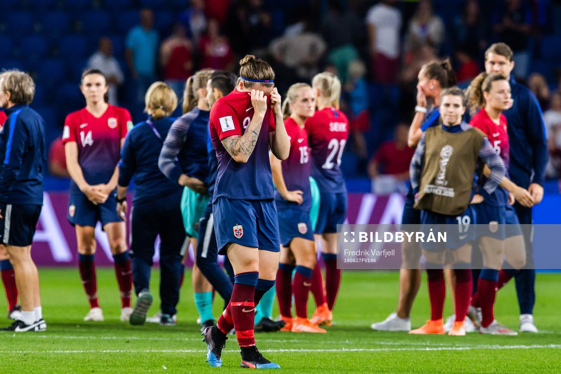 Isabell Lehn Herlovsen of Norway look dejected