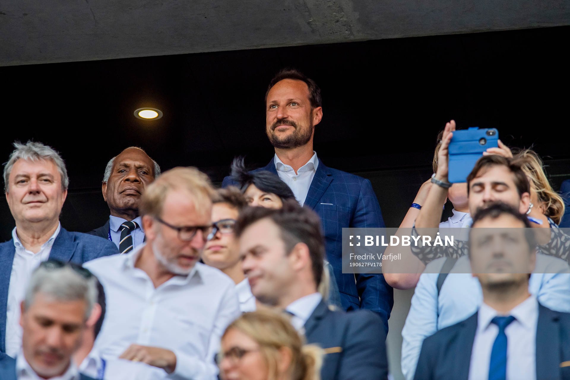 Crown Prince Haakon of Norway in the stands