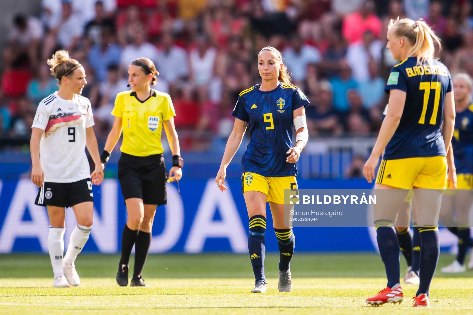 Kosovare Asllani of Sweden looks dejected