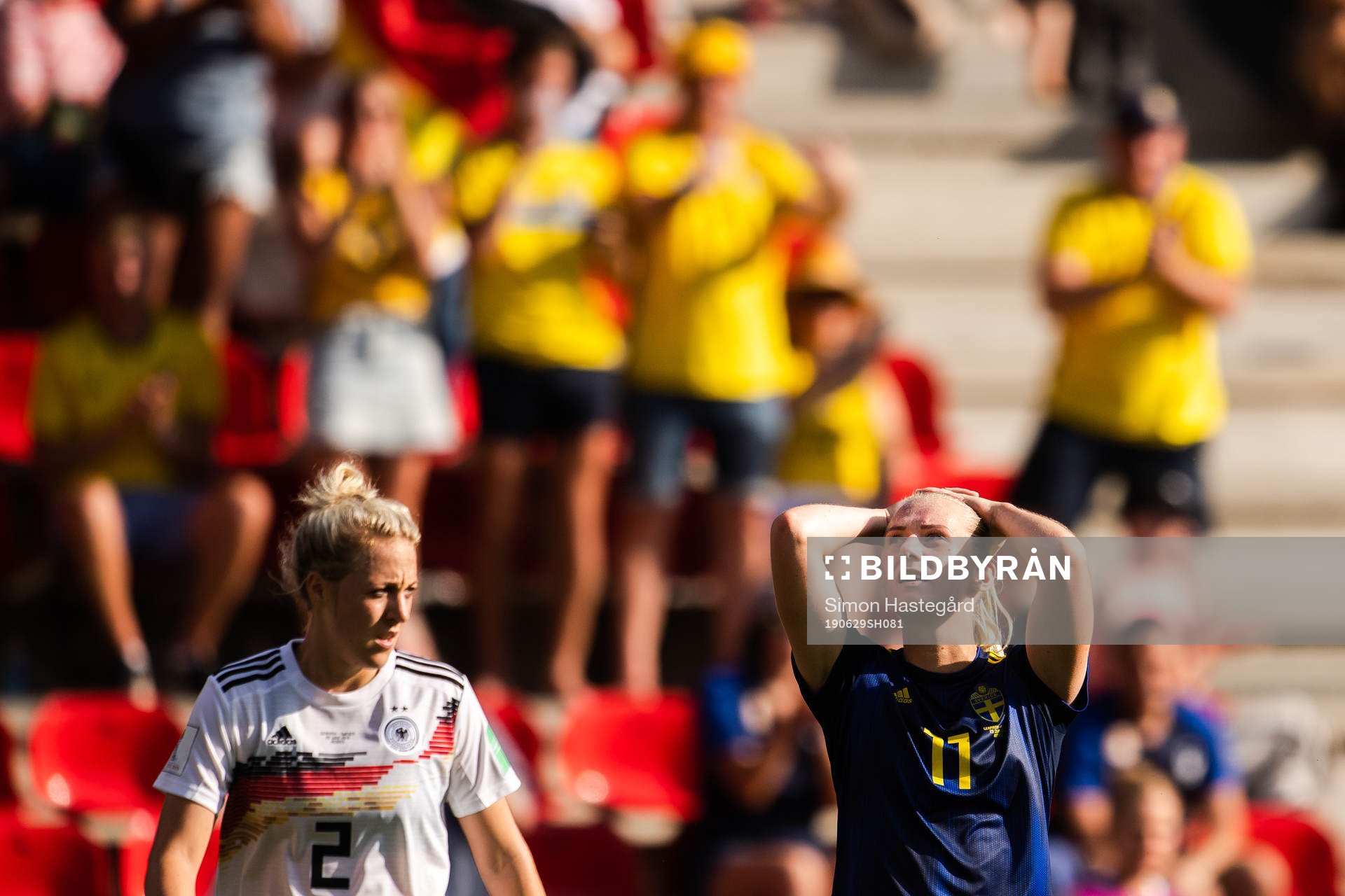 Carolin Simon of Germany and Stina Blackstenius of Sweden