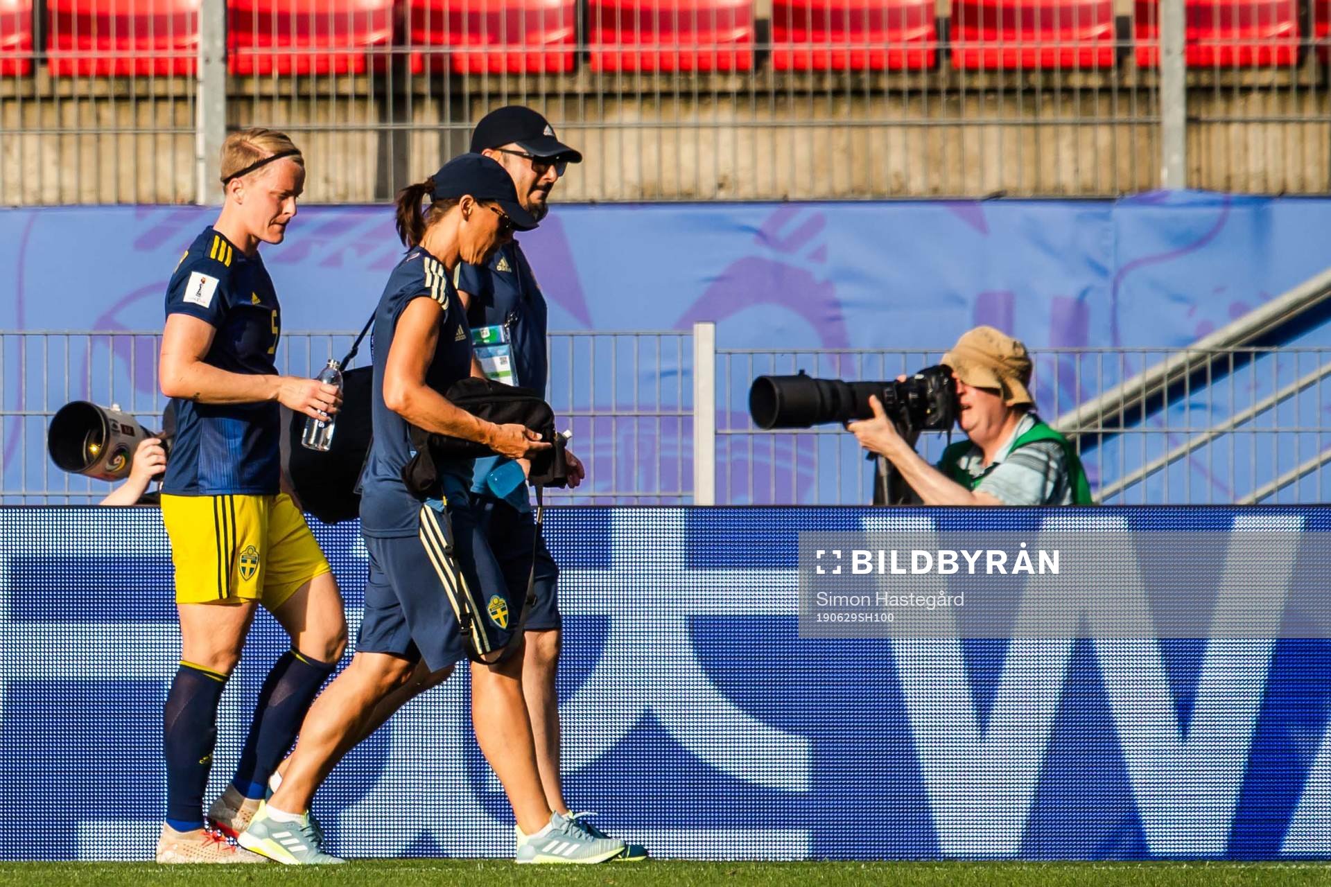 Nilla Fischer of Sweden leaves the pitch