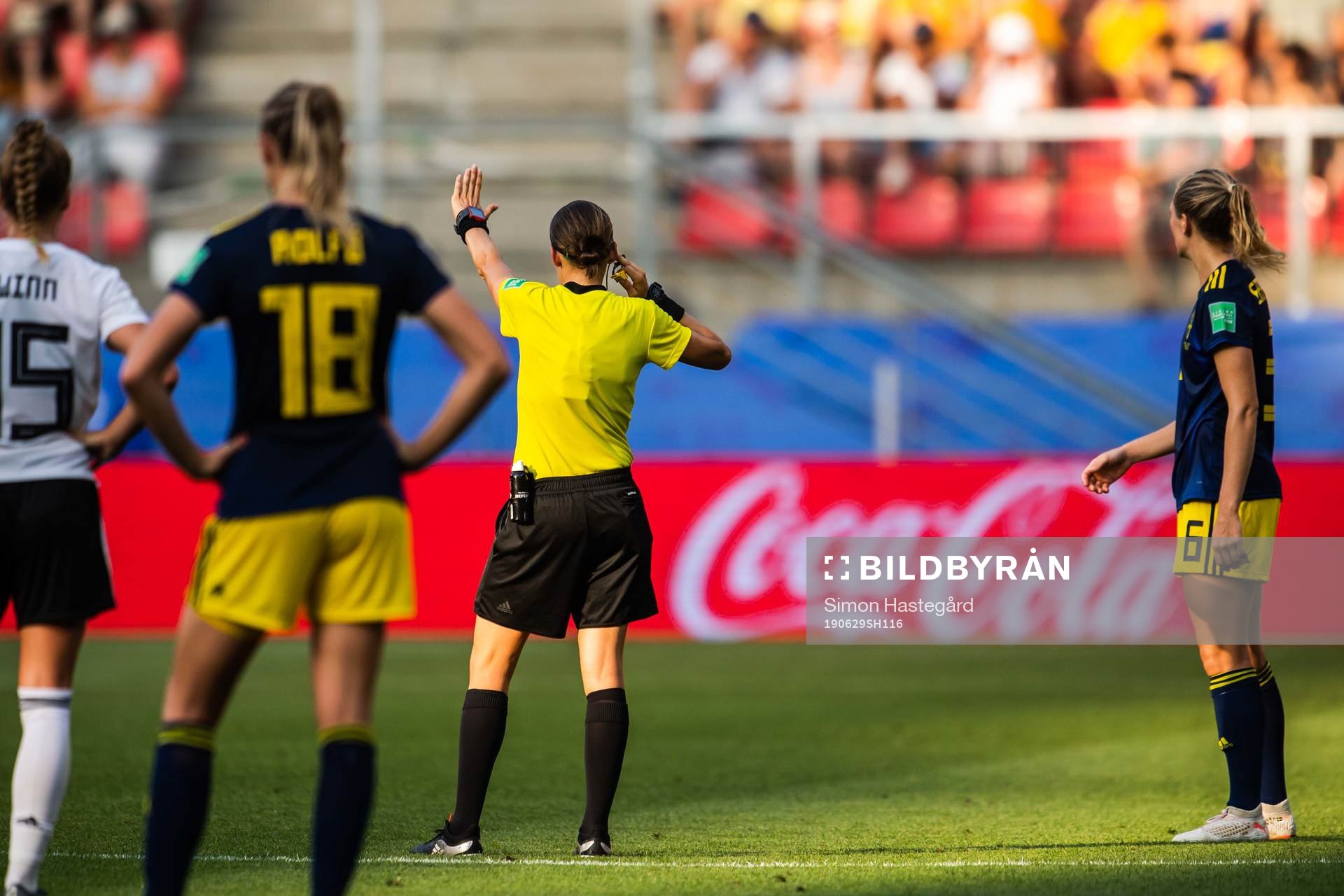 Referee Stéphanie Frappart with a VAR check