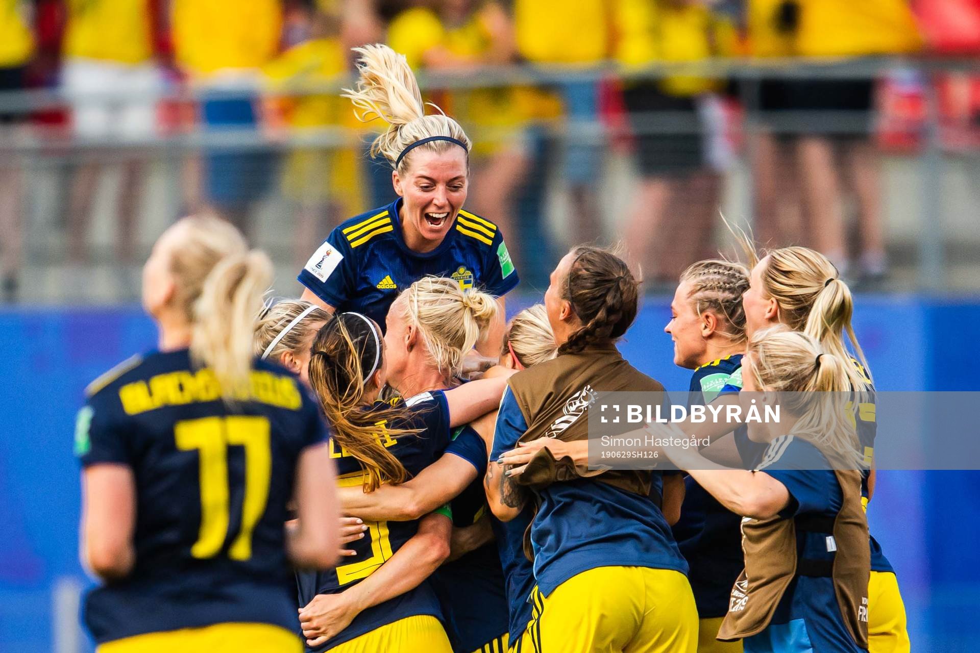 Linda Sembrant of Sweden celebrate with teammates