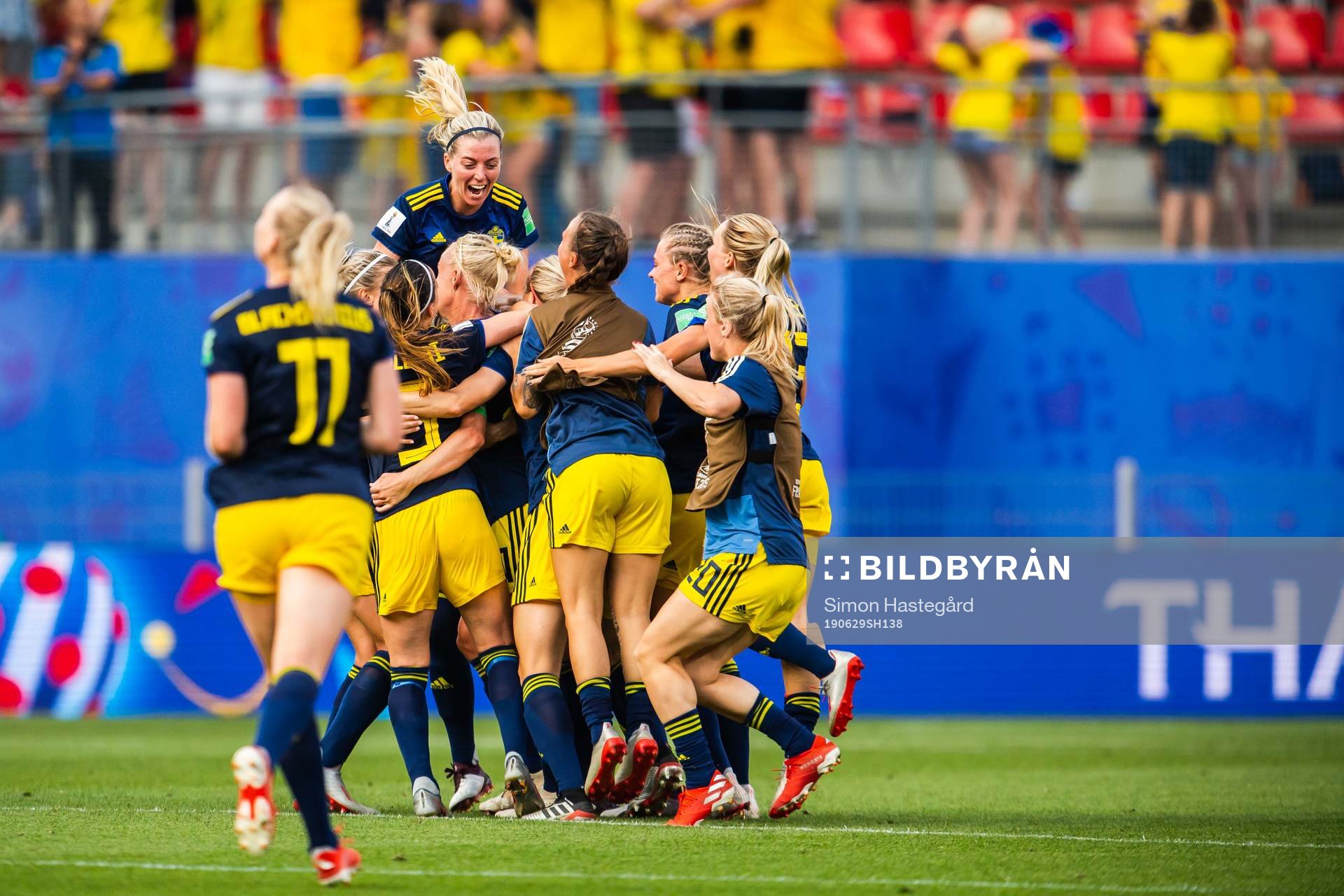 Linda Sembrant of Sweden celebrate with teammates