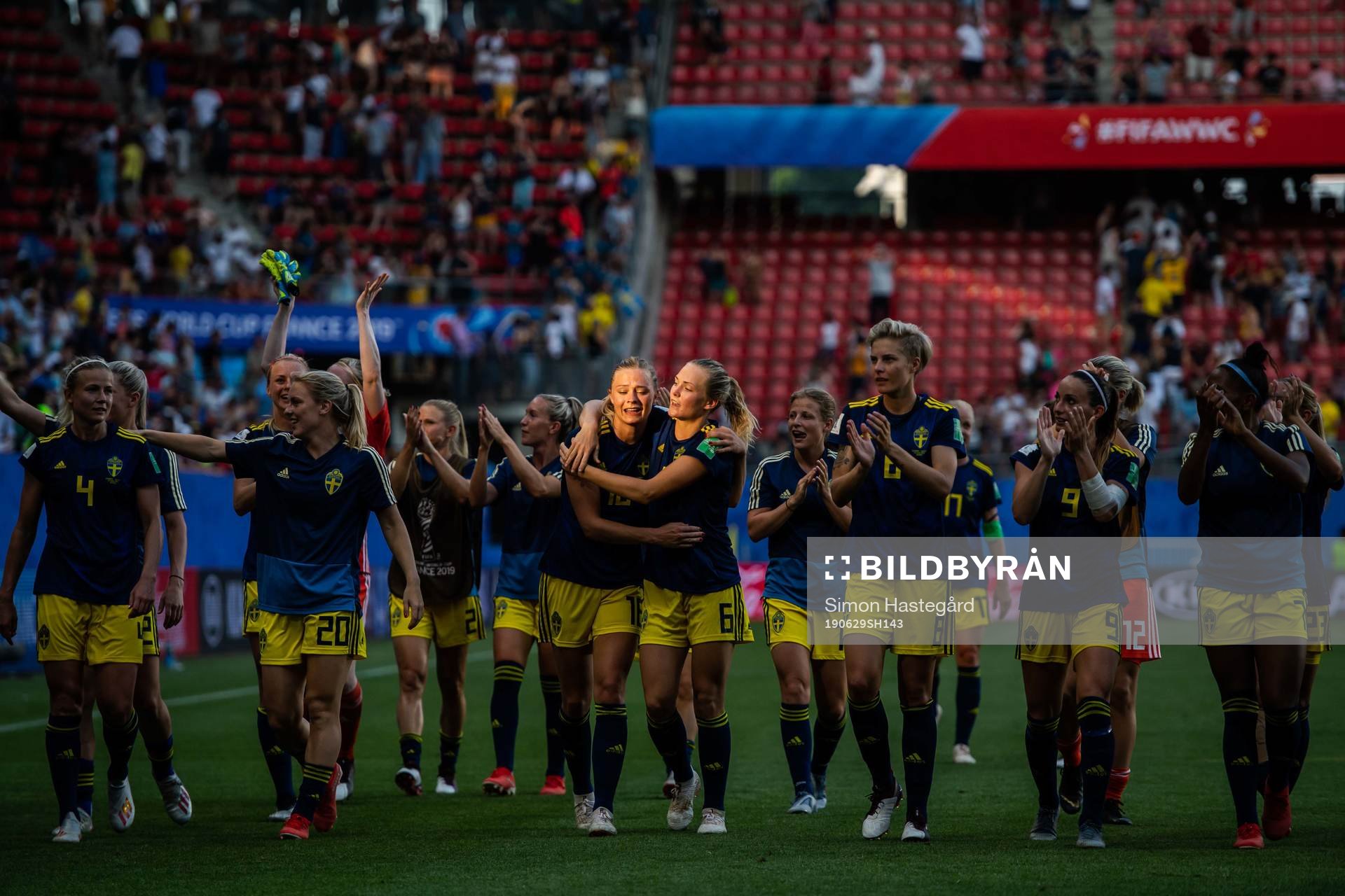 Fridolina Rolfö and Magdalena Eriksson of Sweden celebrate