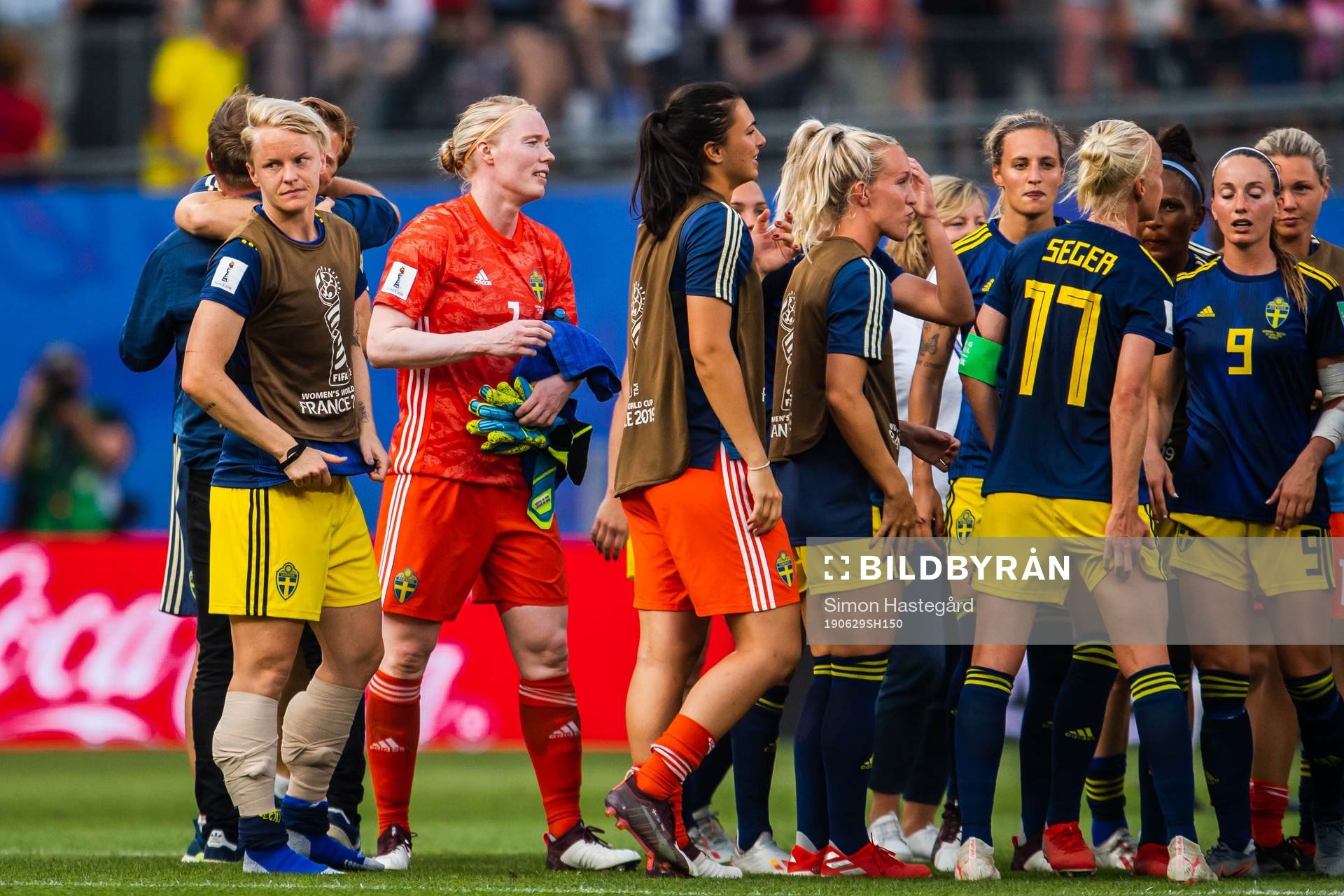 Nilla Fischer and goalkeeper Hedvig Lindahl of Sweden