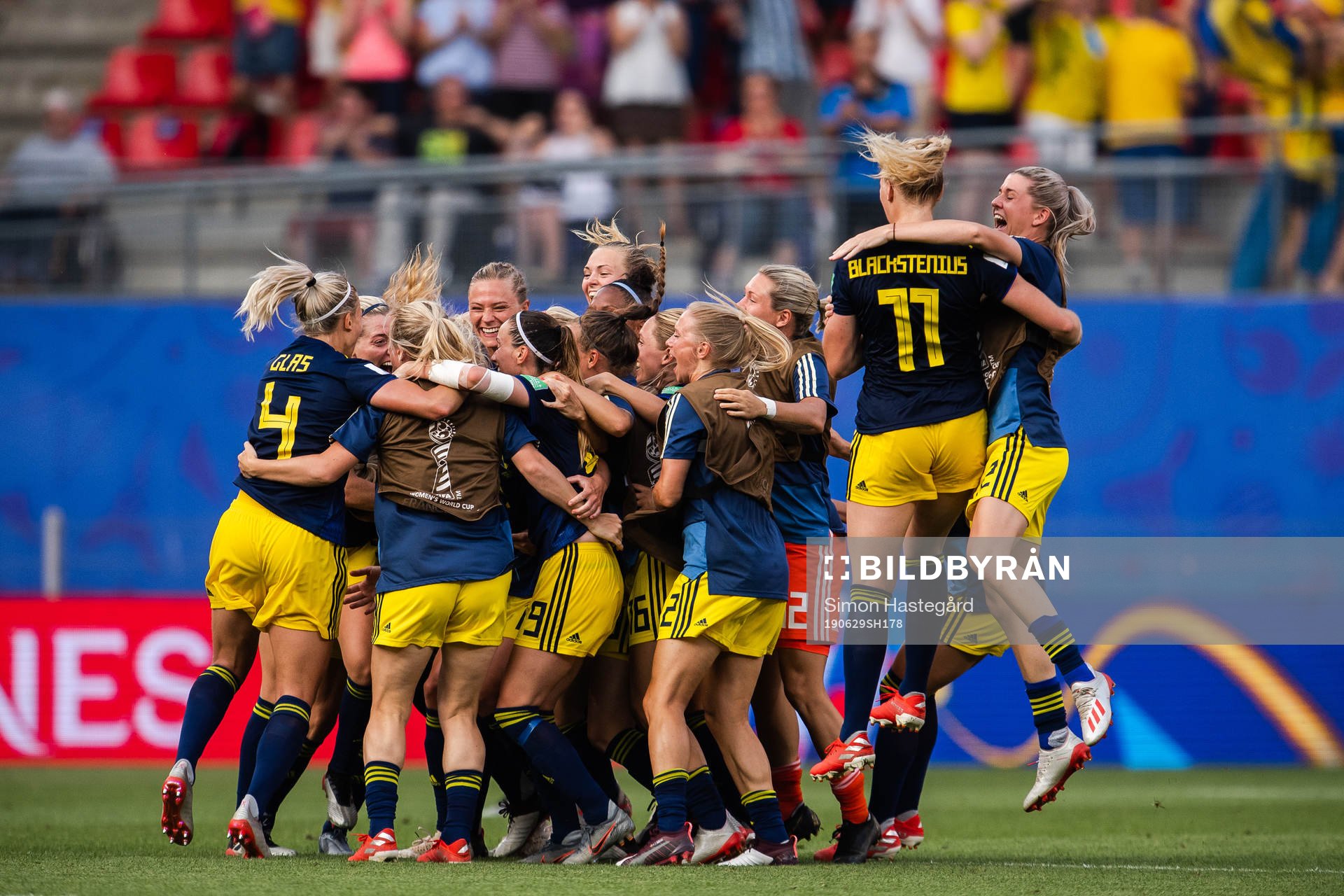 Players of Sweden celebrate