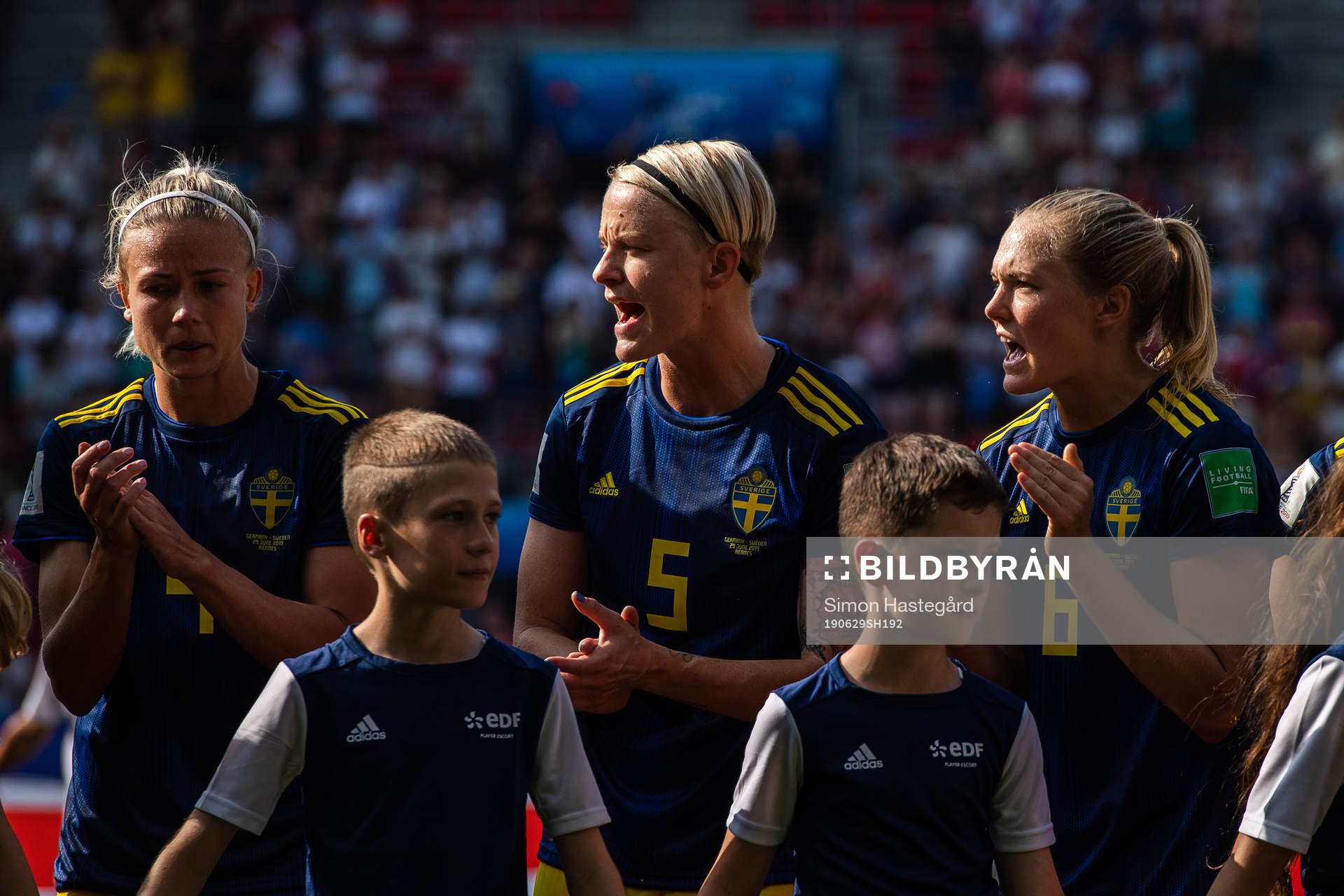 Hanna Glas , Nilla Fischer and Magdalena Eriksson of Sweden