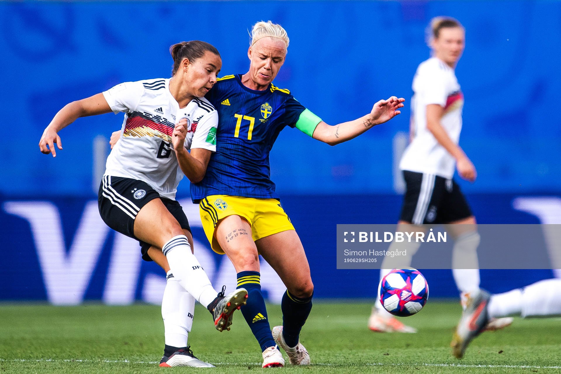 Lena Oberdorf of Germany and Caroline Seger of Sweden