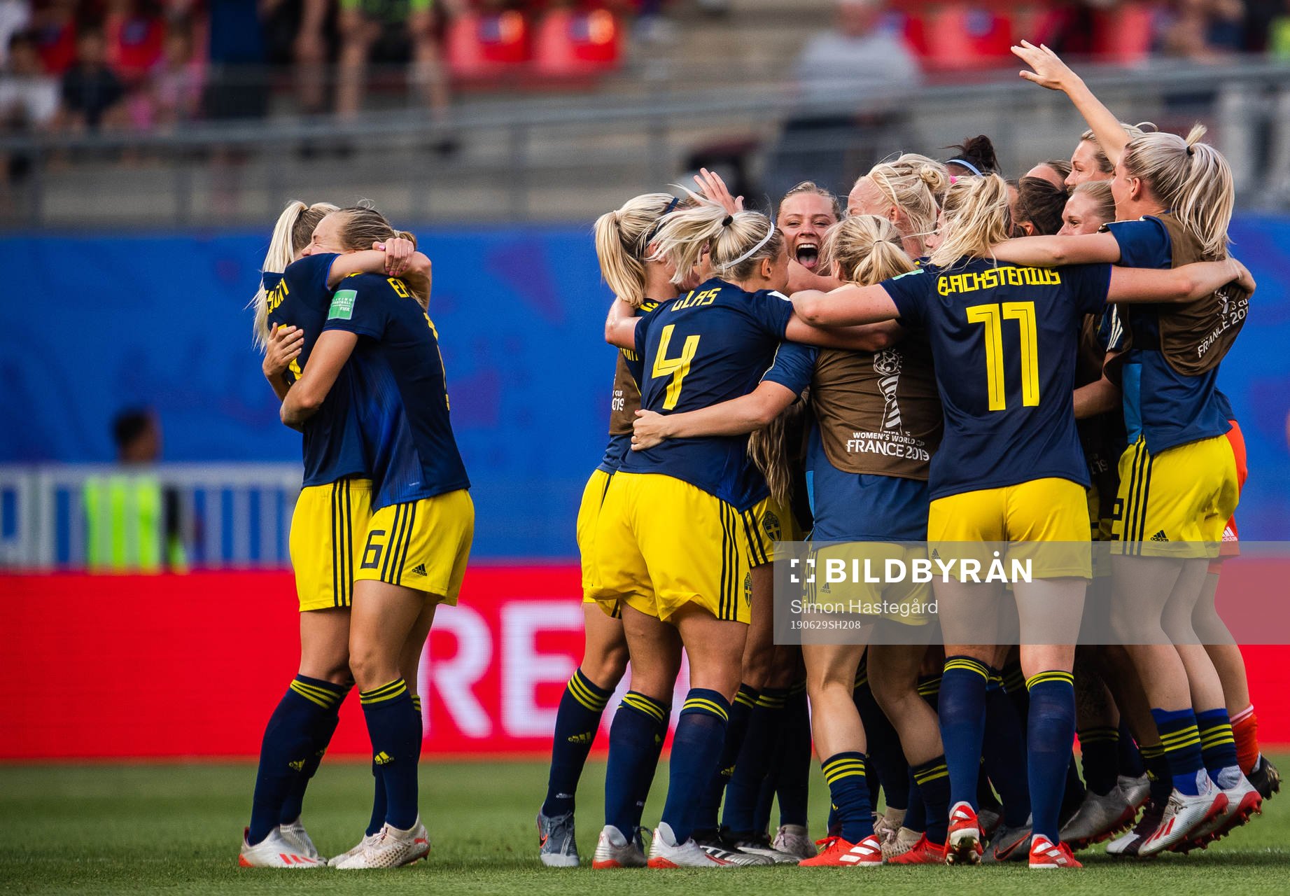 Sofia Jakobsson and Magdalena Eriksson of Sweden celebrate
