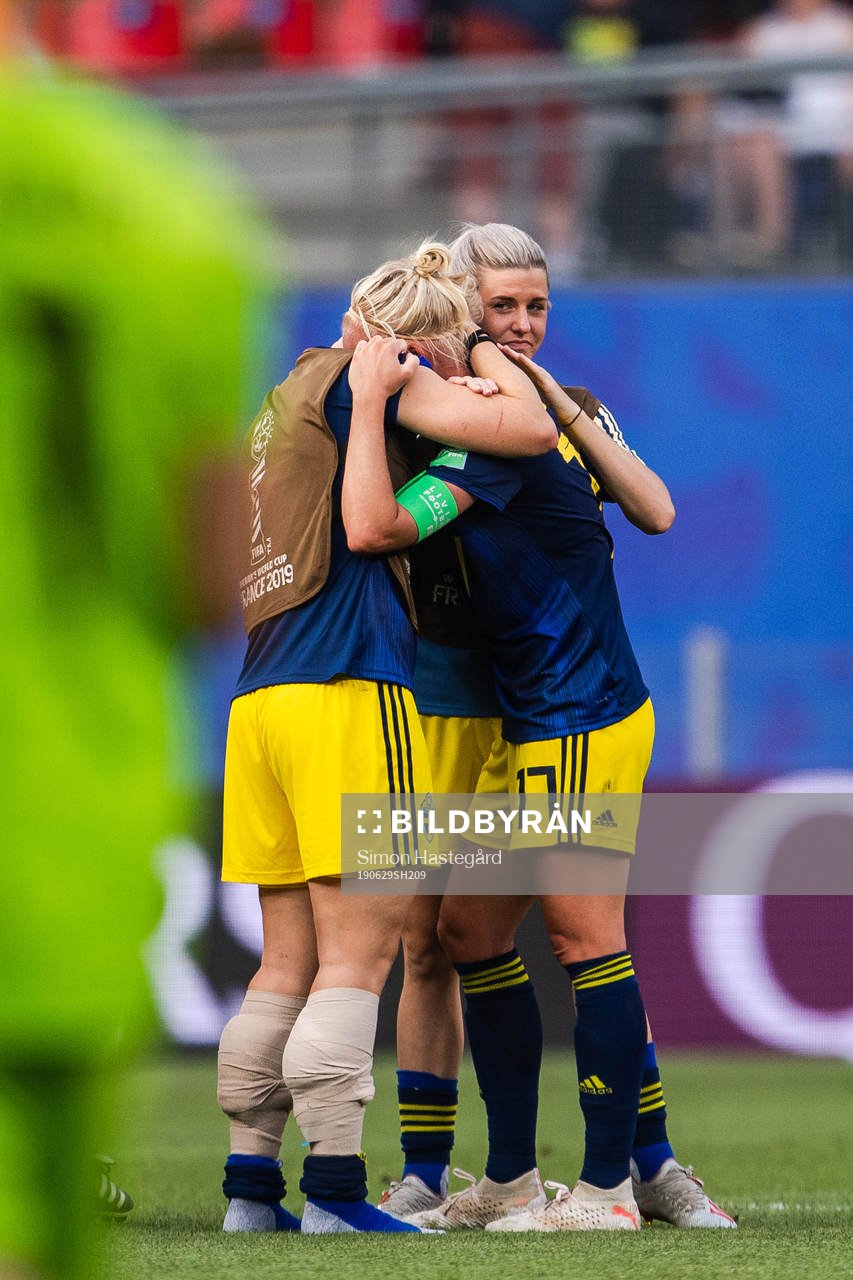 Nilla Fischer , Caroline Seger and Olivia Schough of Sweden