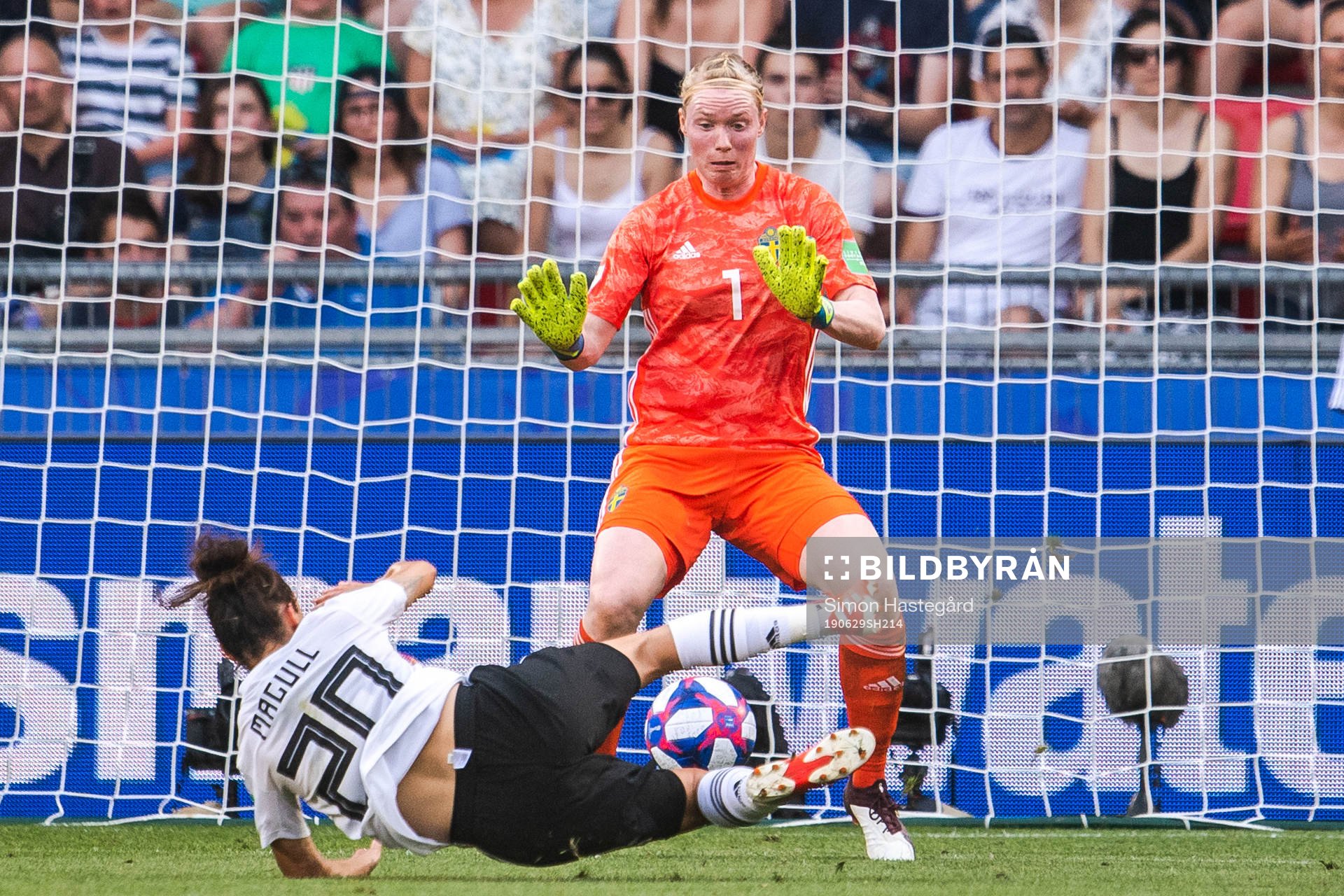 Lina Magull of Germany scores the 1-0 goal behind