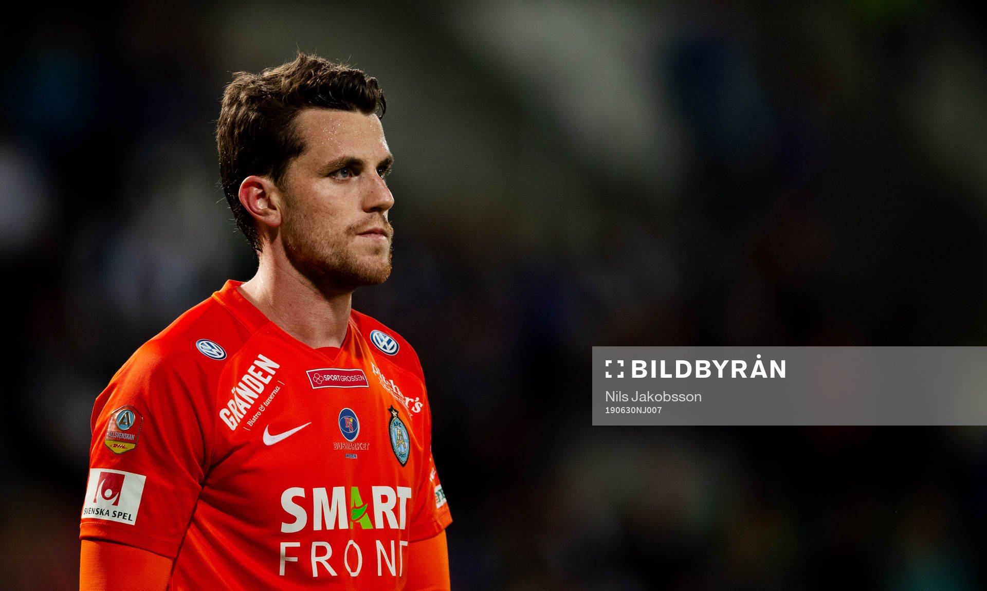 AFC Eskilstunas Jesper Björkman under fotbollsmatchen i Allsvenskan mellan GIF Sundsvall och AFC Eskilstuna den 29 juni 2019 i Sundsvall.