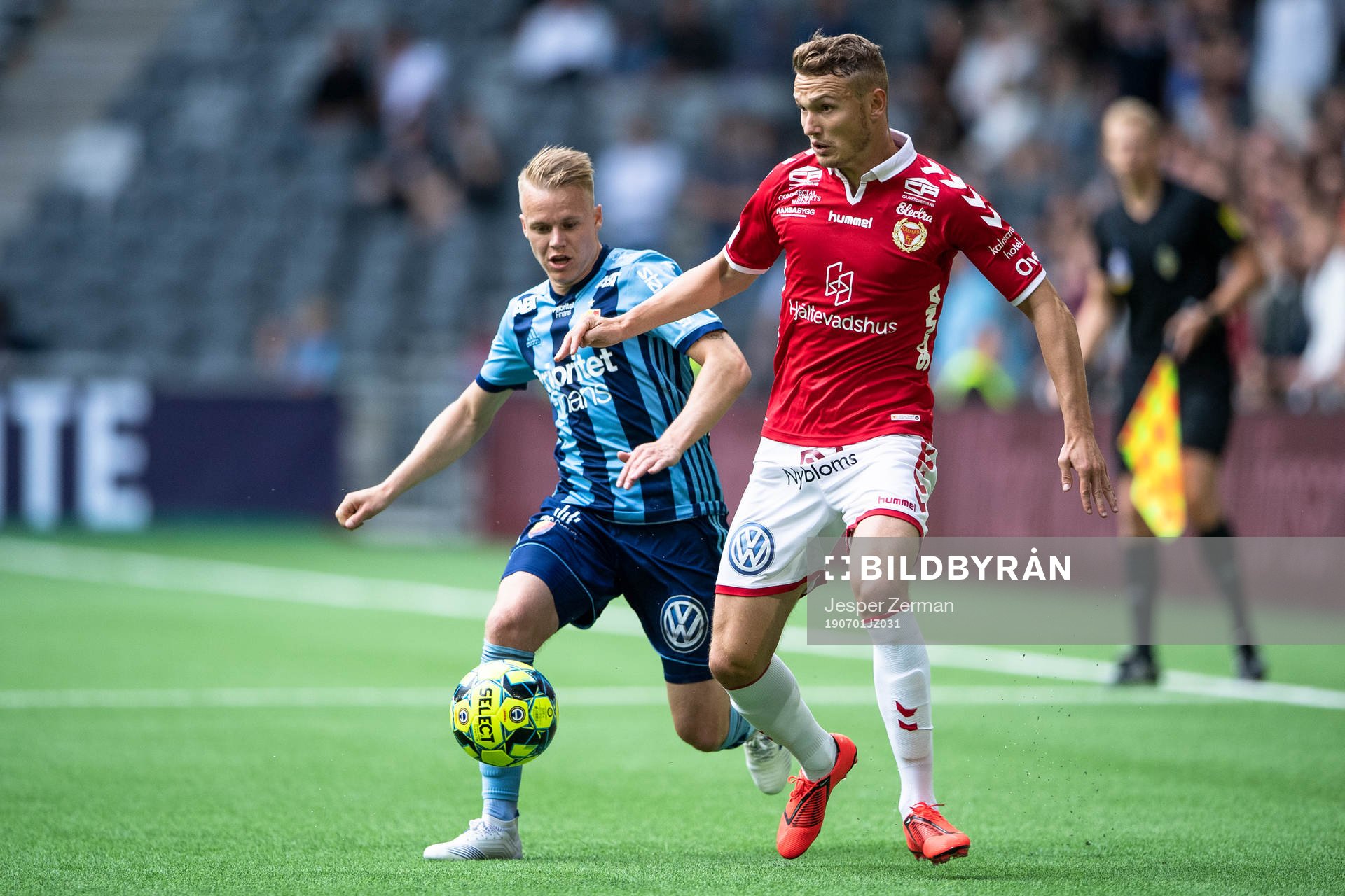 Djurgårdens Elliot Käck och Kalmars Piotr Johansson