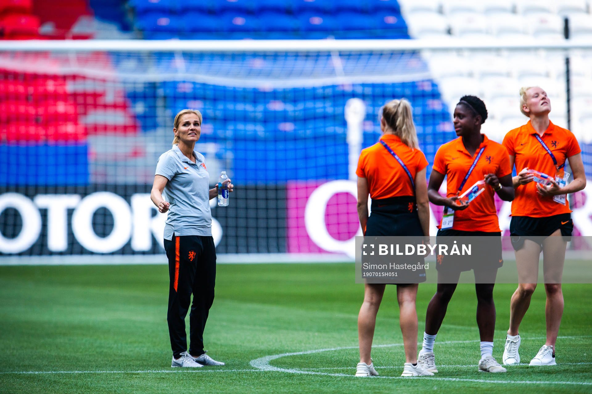Team coach Sarina Wiegman of Netherlands during the familiarisation of Stade de Lyon after a press conference on July 1, 2019 in Lyon.