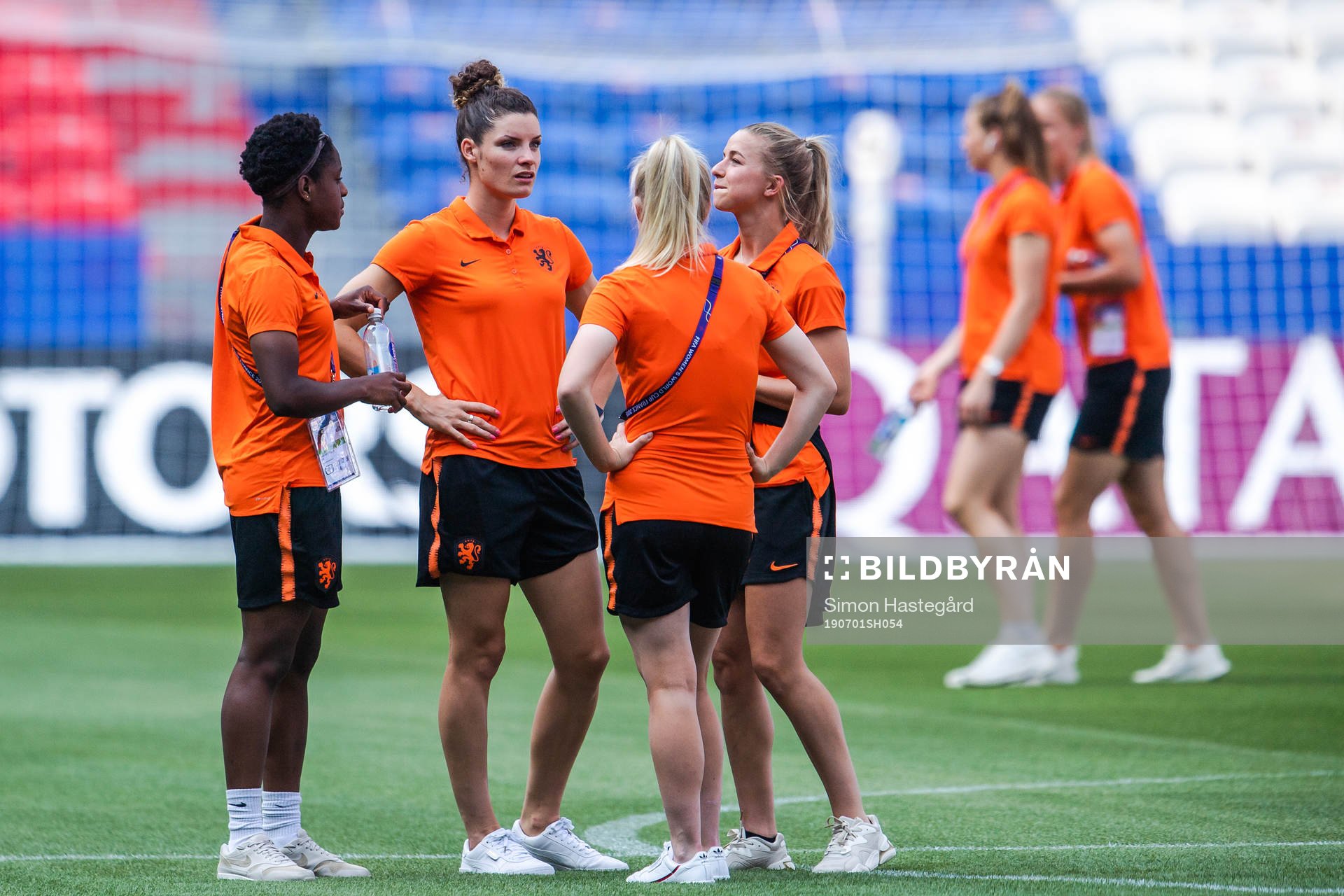 Dominique Bloodworth of Netherlands during the familiarisation of Stade de Lyon after a press conference on July 1, 2019 in Lyon.