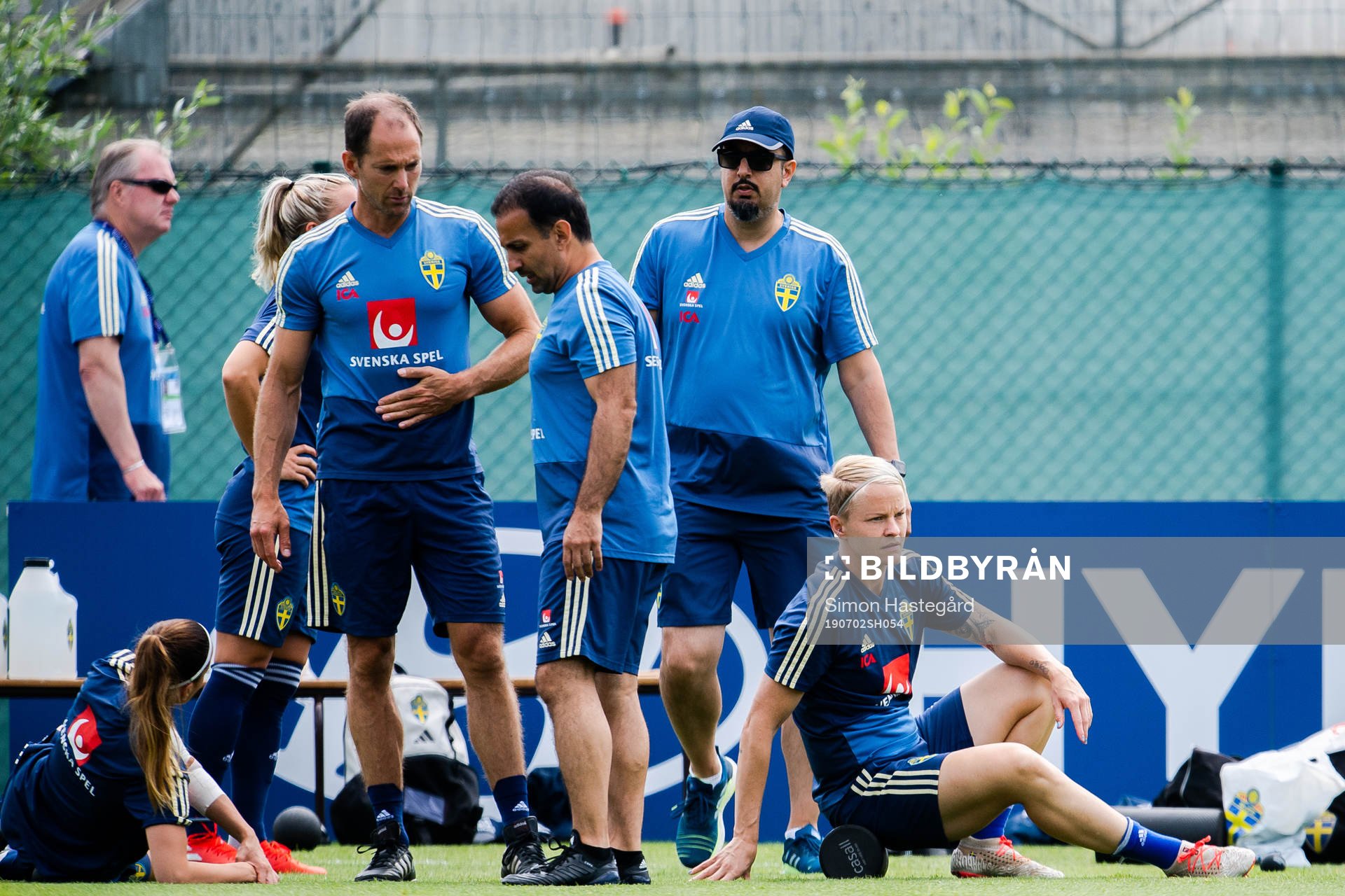 Kosovare Asllani and Nilla Fischer of Sweden