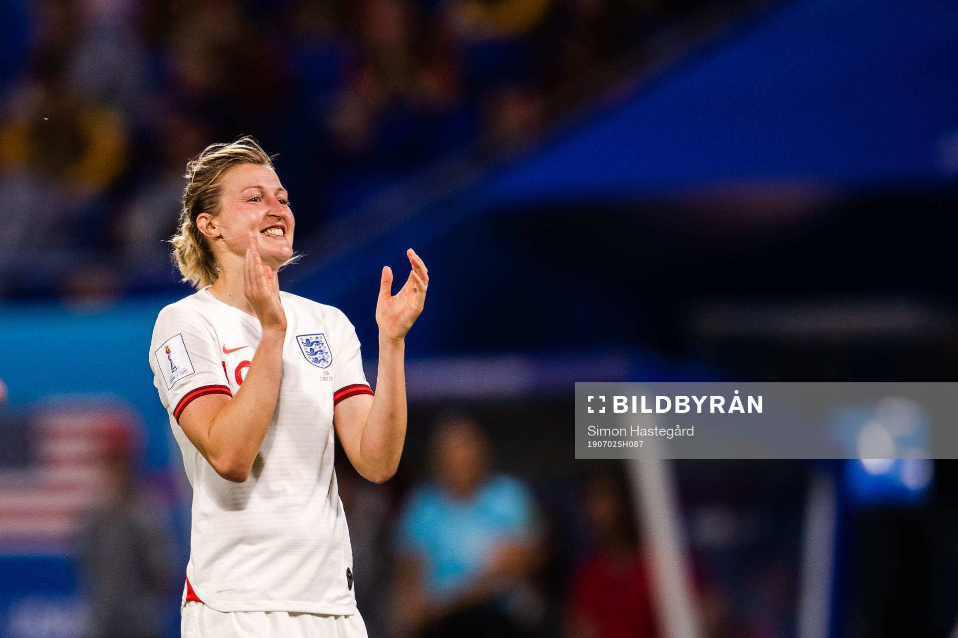 Ellen White of England reacts