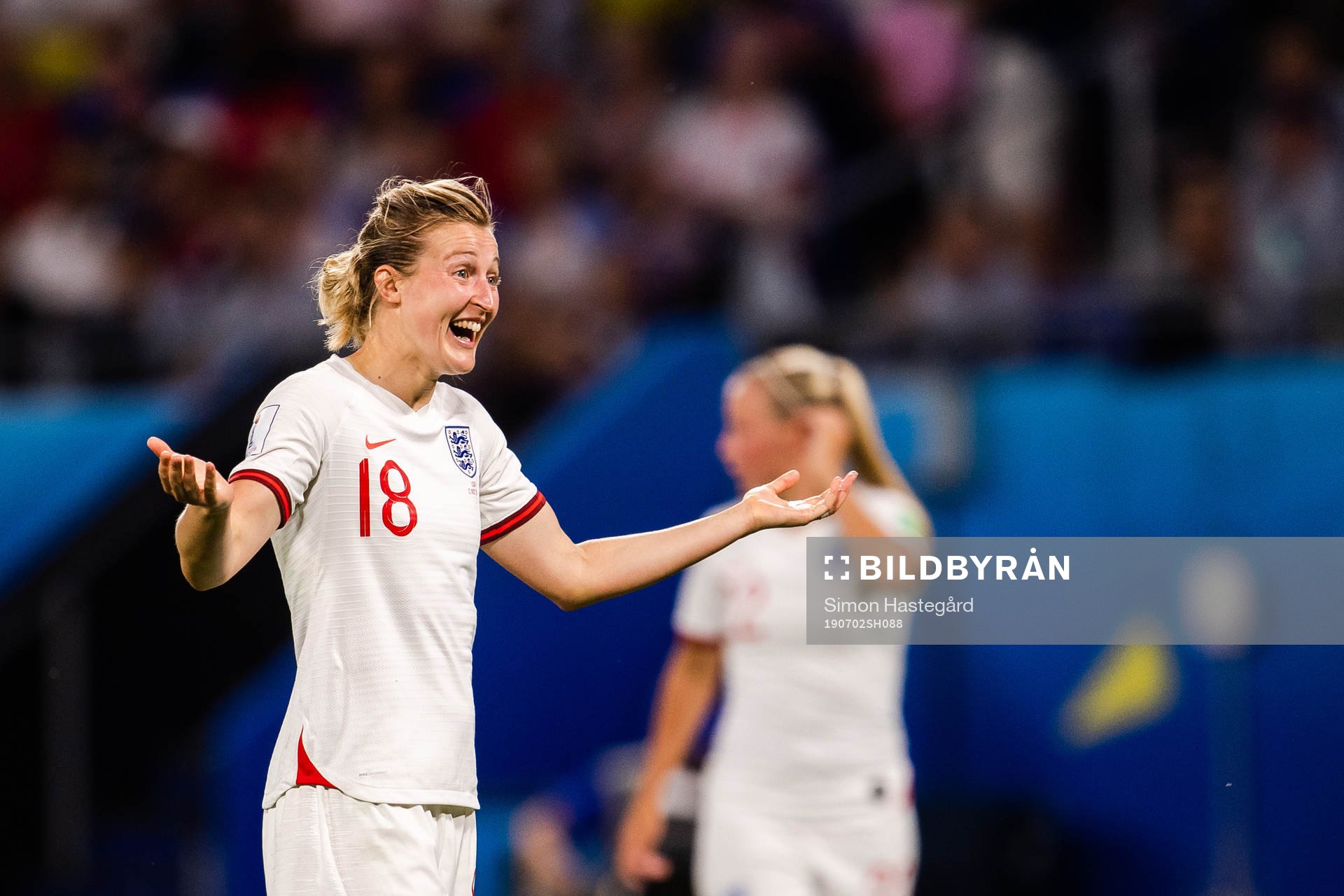 Ellen White of England reacts