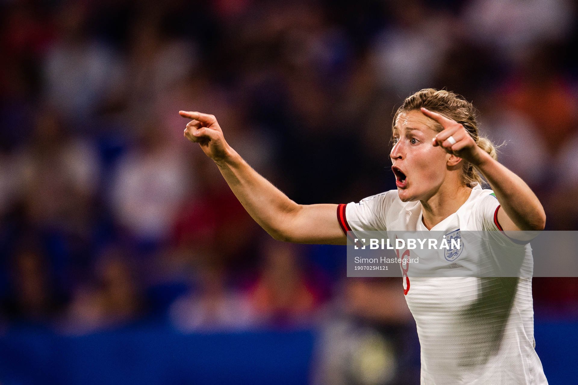 Ellen White of England reacts
