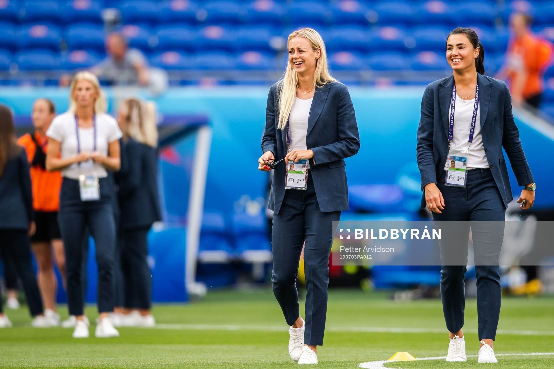 Amanda Ilestedt and goalkeeper Zecira Musovic of Sweden