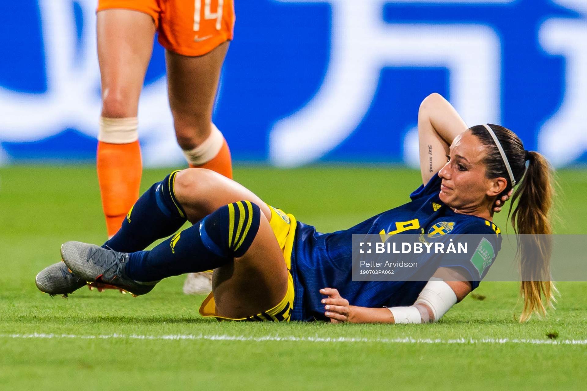 Kosovare Asllani of Sweden in pain