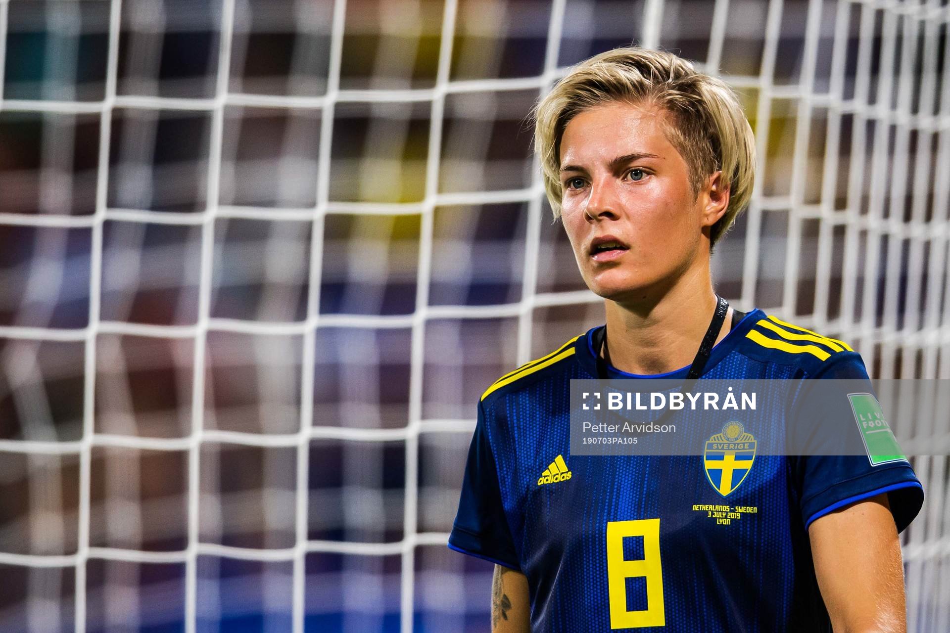 Lina Hurtig of Sweden leaves the pitch