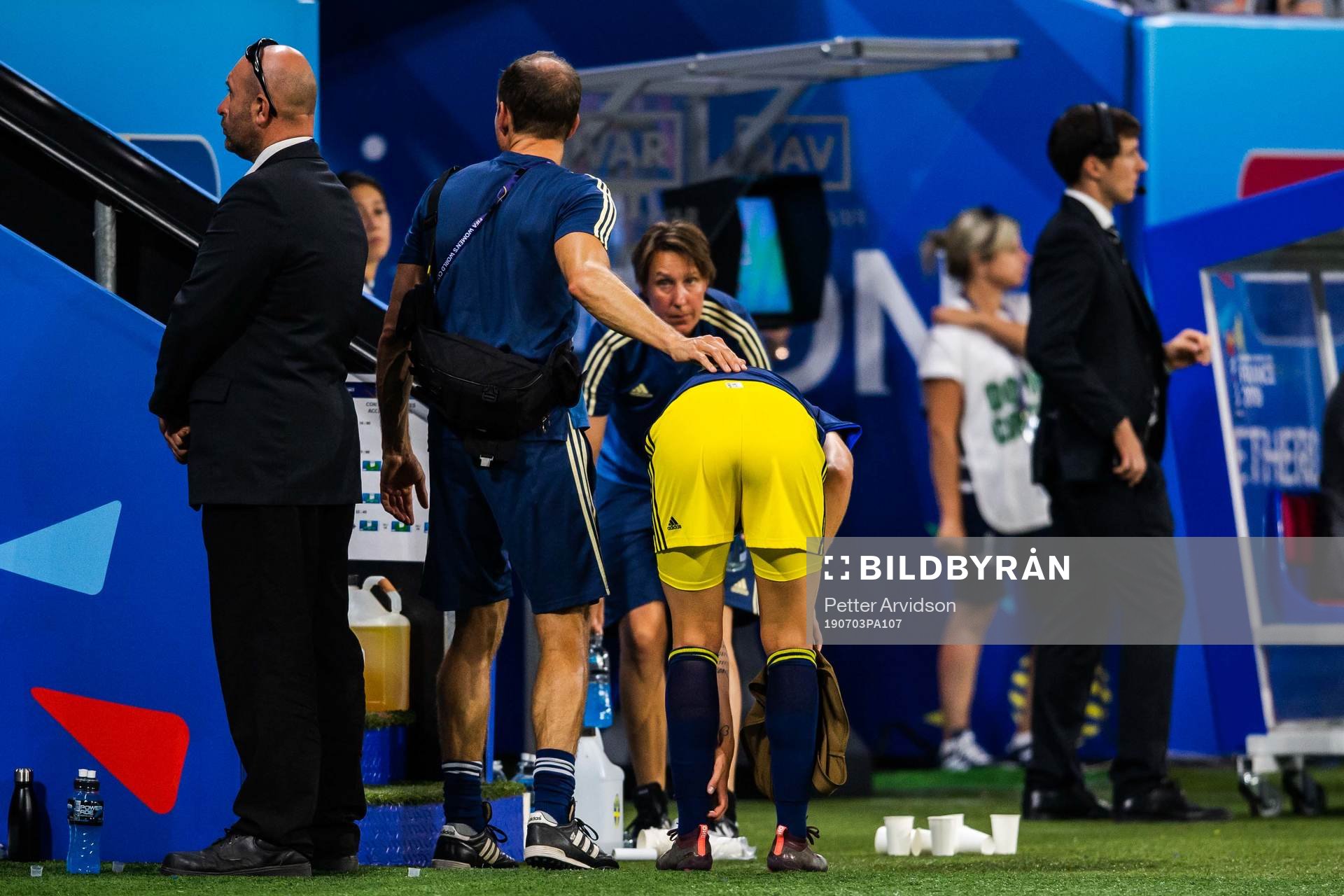 Lina Hurtig of Sweden feel her ankle