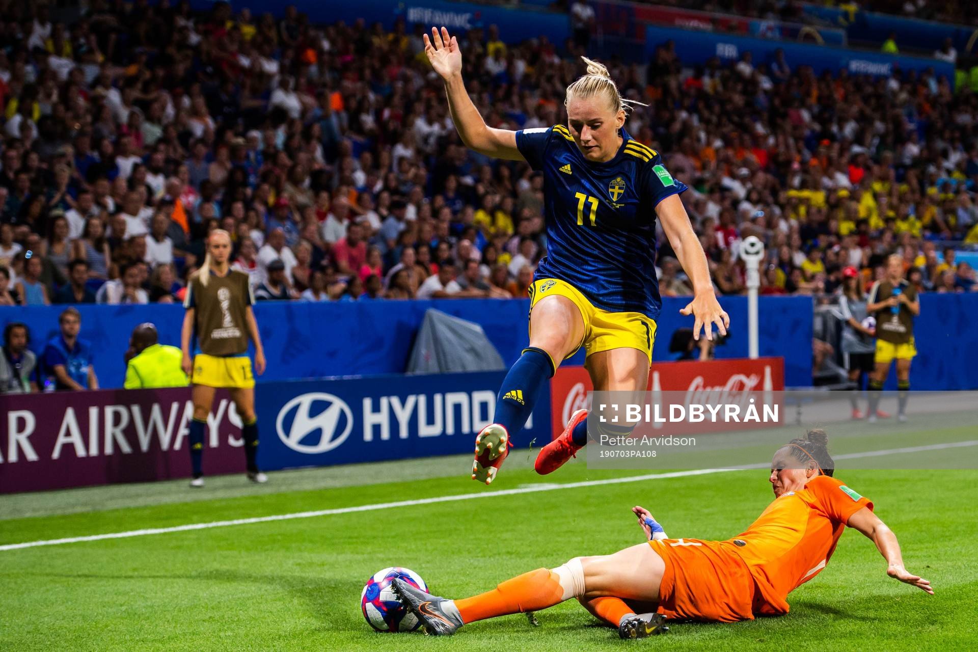 Stina Blackstenius of Sweden and Merel Didi Van Dongen of