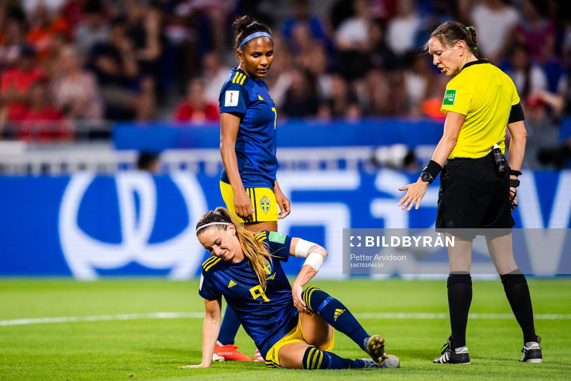 Kosovare Asllani of Sweden in pain