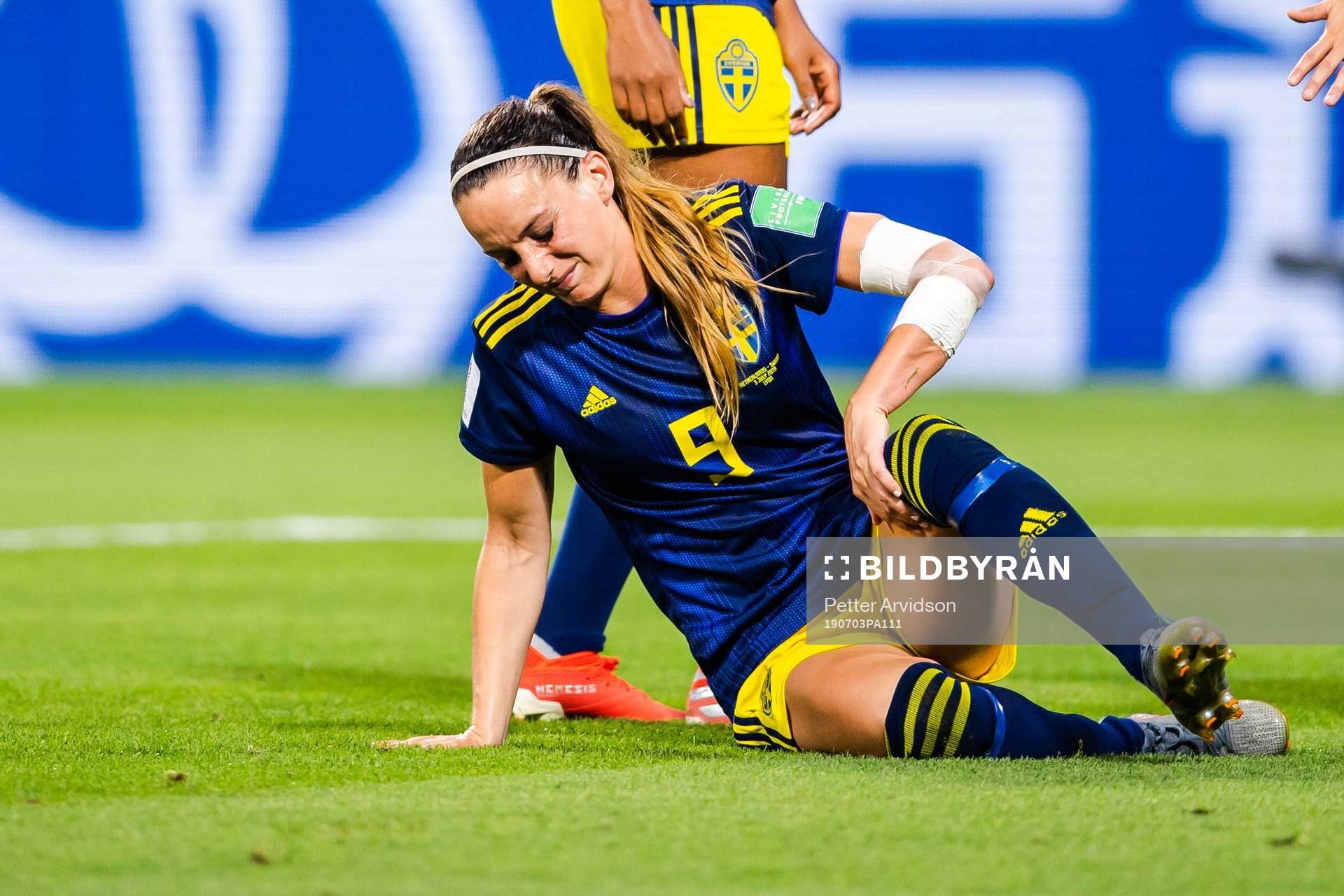 Kosovare Asllani of Sweden in pain