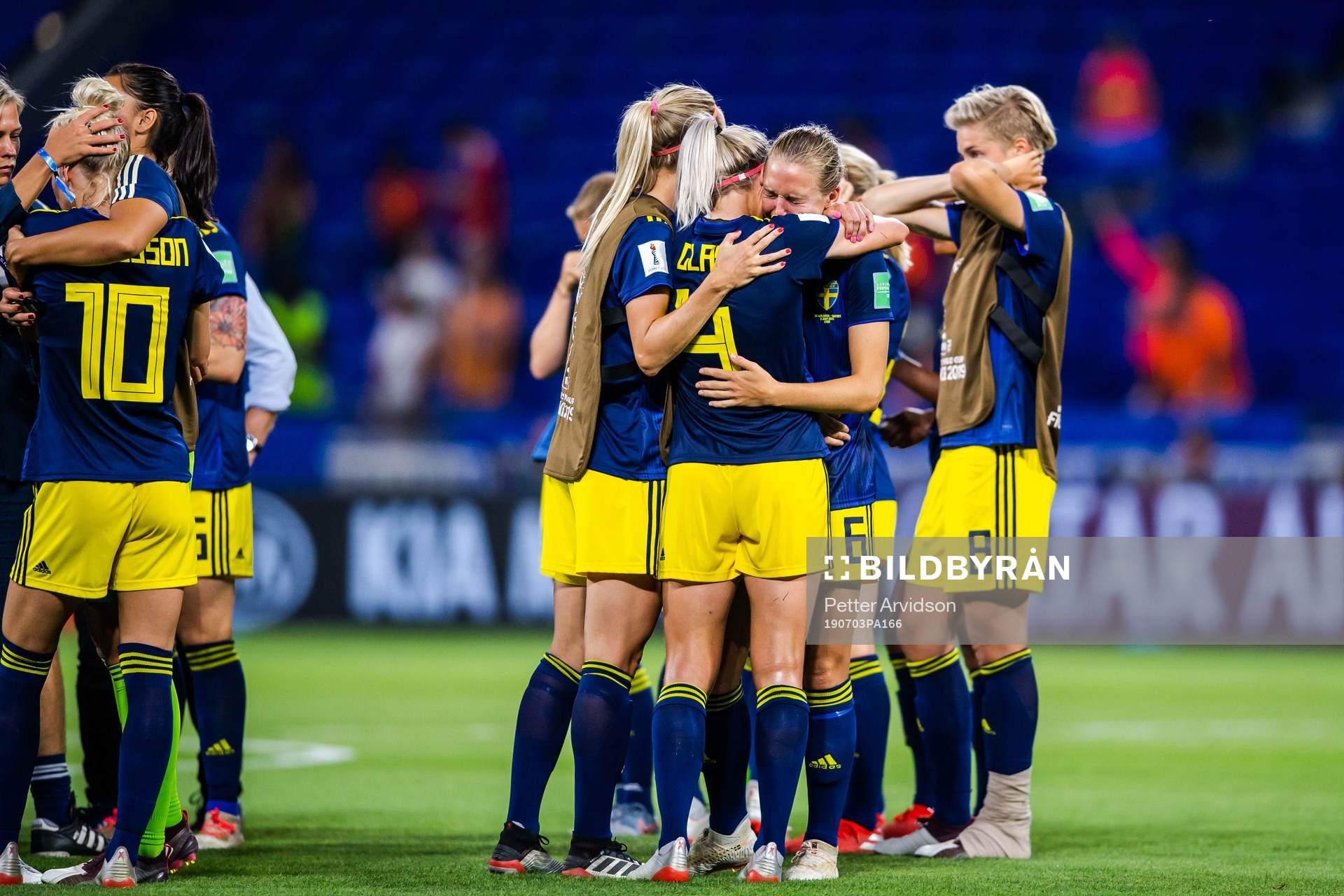 Magdalena Eriksson and Hanna Glas of Sweden in tears
