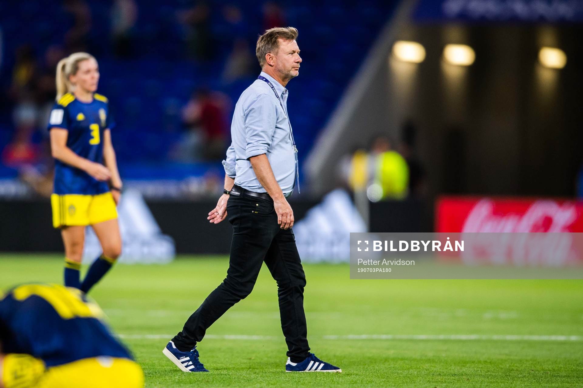 Peter Gerhardsson, Head coach of Sweden looks dejected