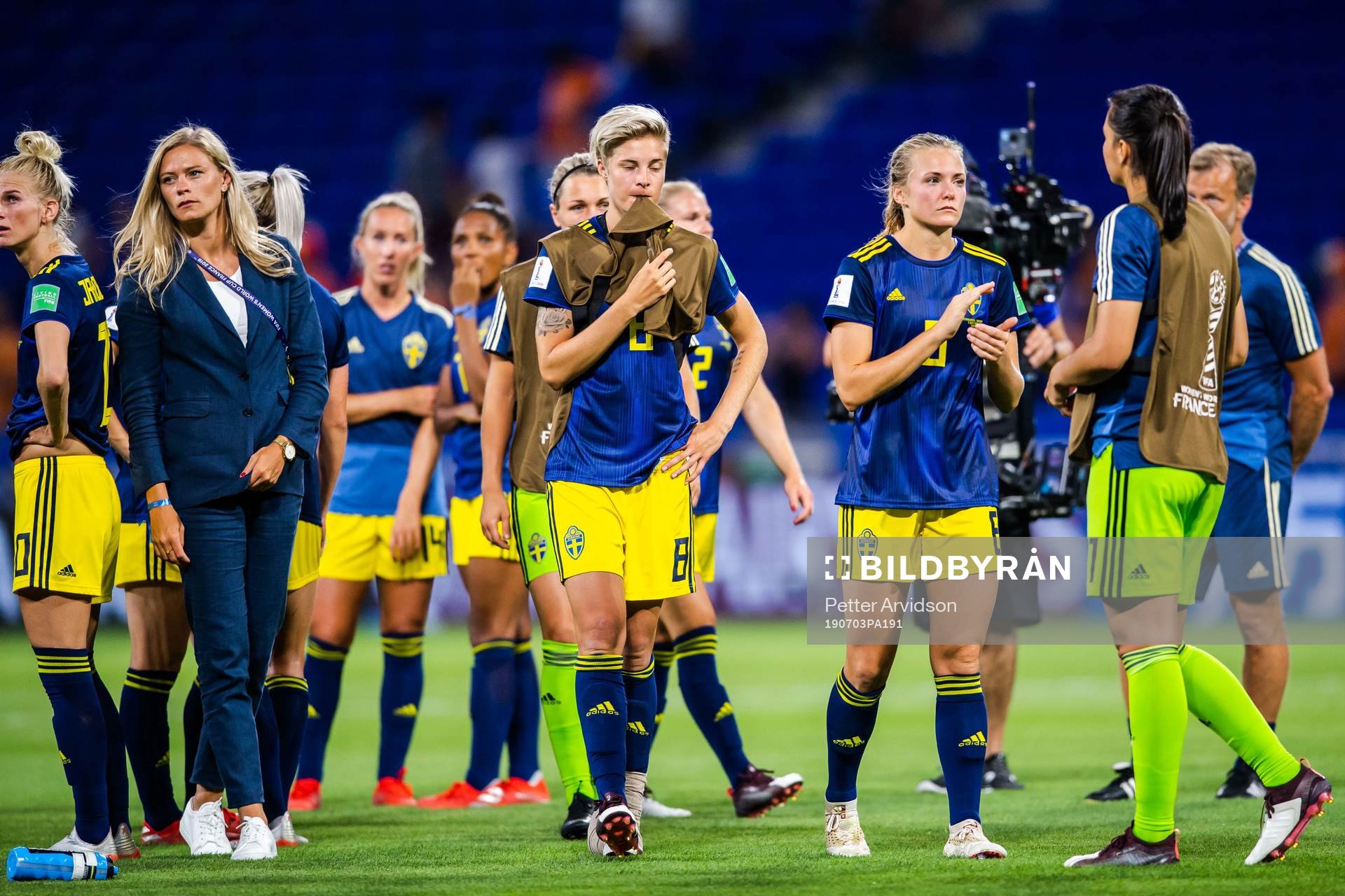 Lina Hurtig and Magdalena Eriksson of Sweden look dejected