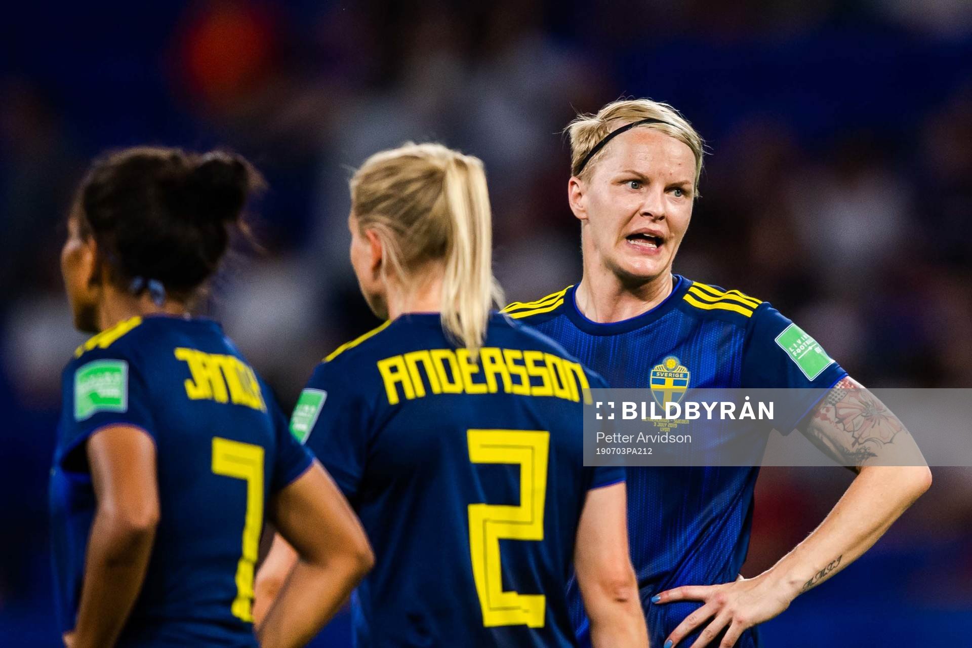 Nilla Fischer of Sweden looks dejected