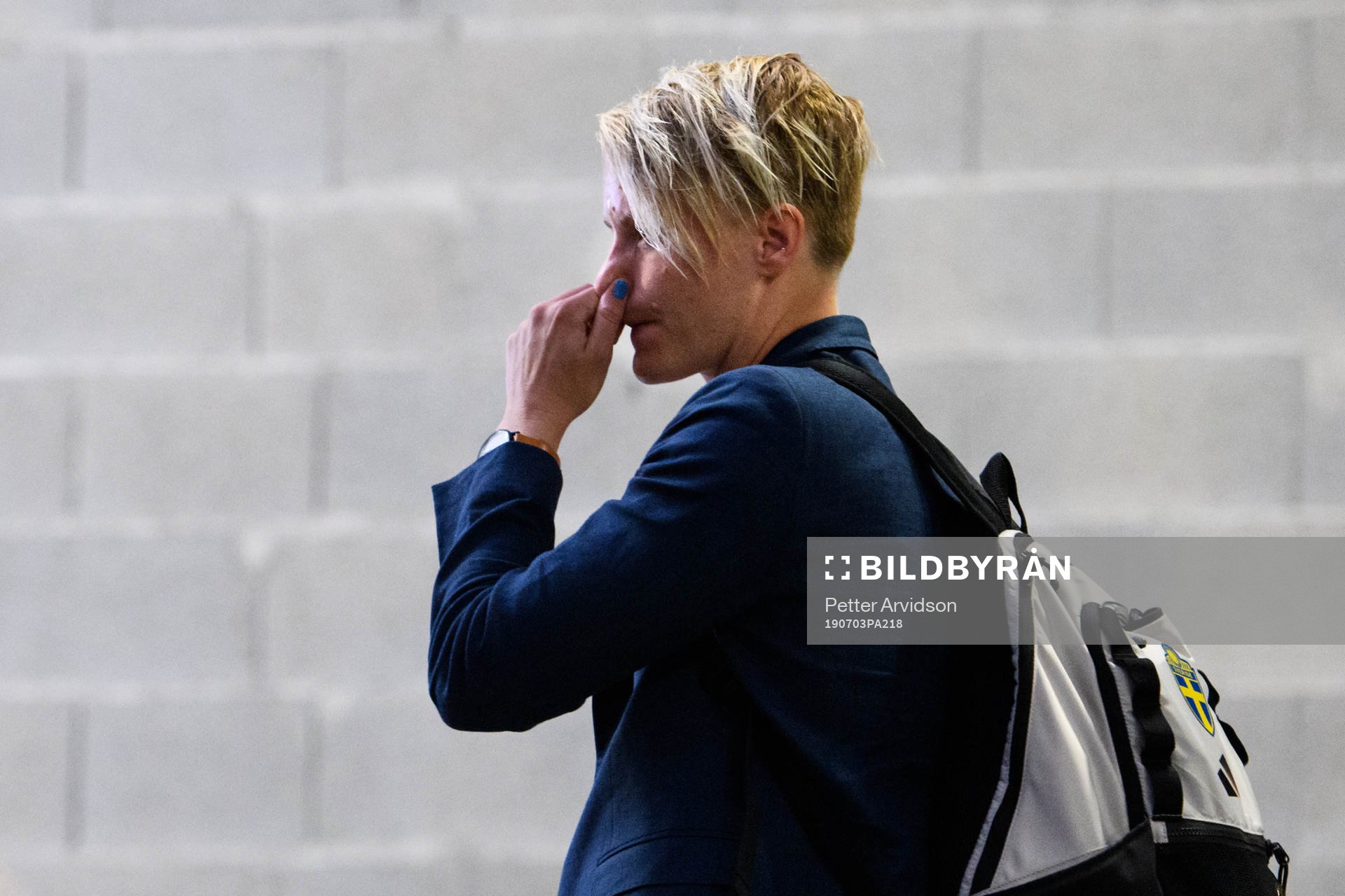 Nilla Fischer of Sweden leaves the stadium