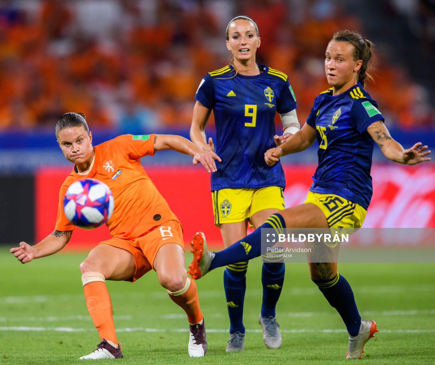 Sherida Spitse of Netherlands and Kosovare Asllani and