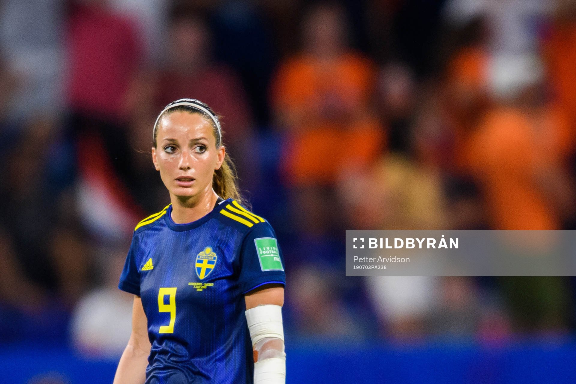 Kosovare Asllani of Sweden looks dejected