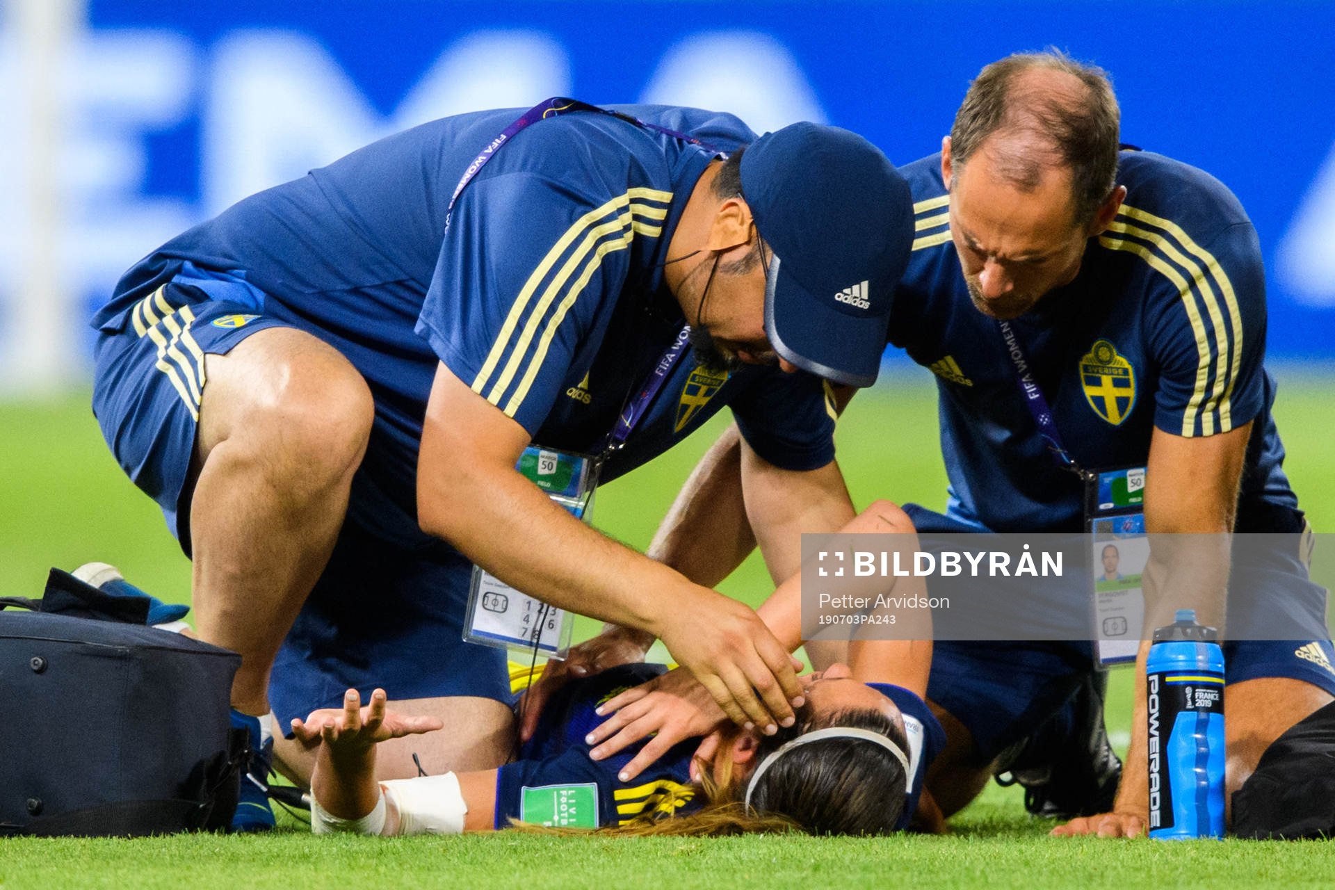 Kosovare Asllani of Sweden with a injury