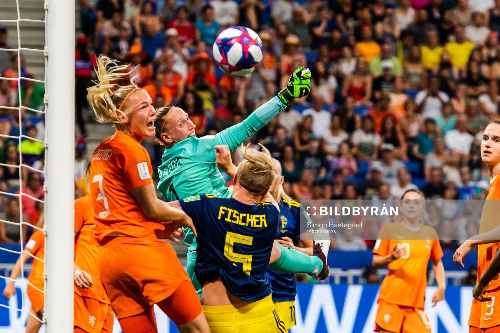 Stefanie Van Der Gragt and goalkeeper Sari Van Veenendaal