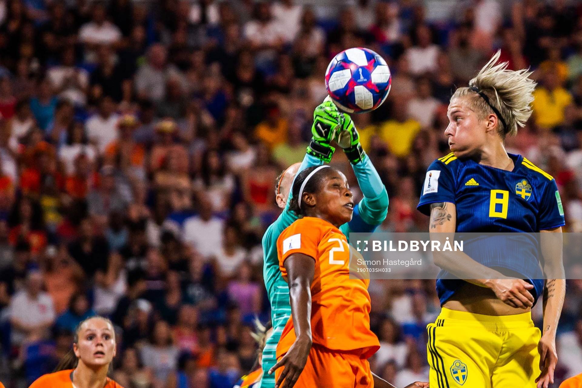Goalkeeper Sari Van Veenendaal and Lineth Enid Fabienne