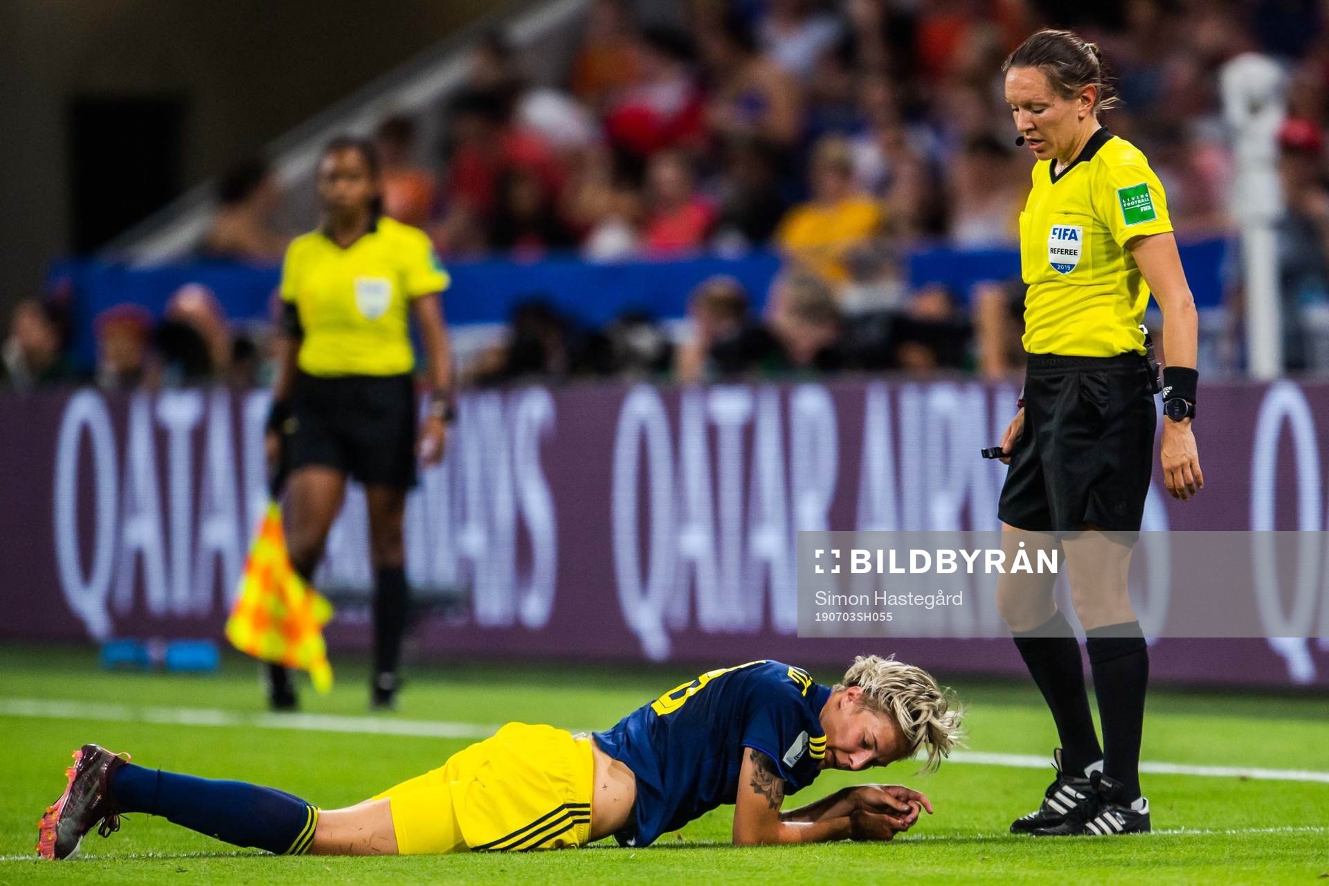 Lina Hurtig of Sweden in pain