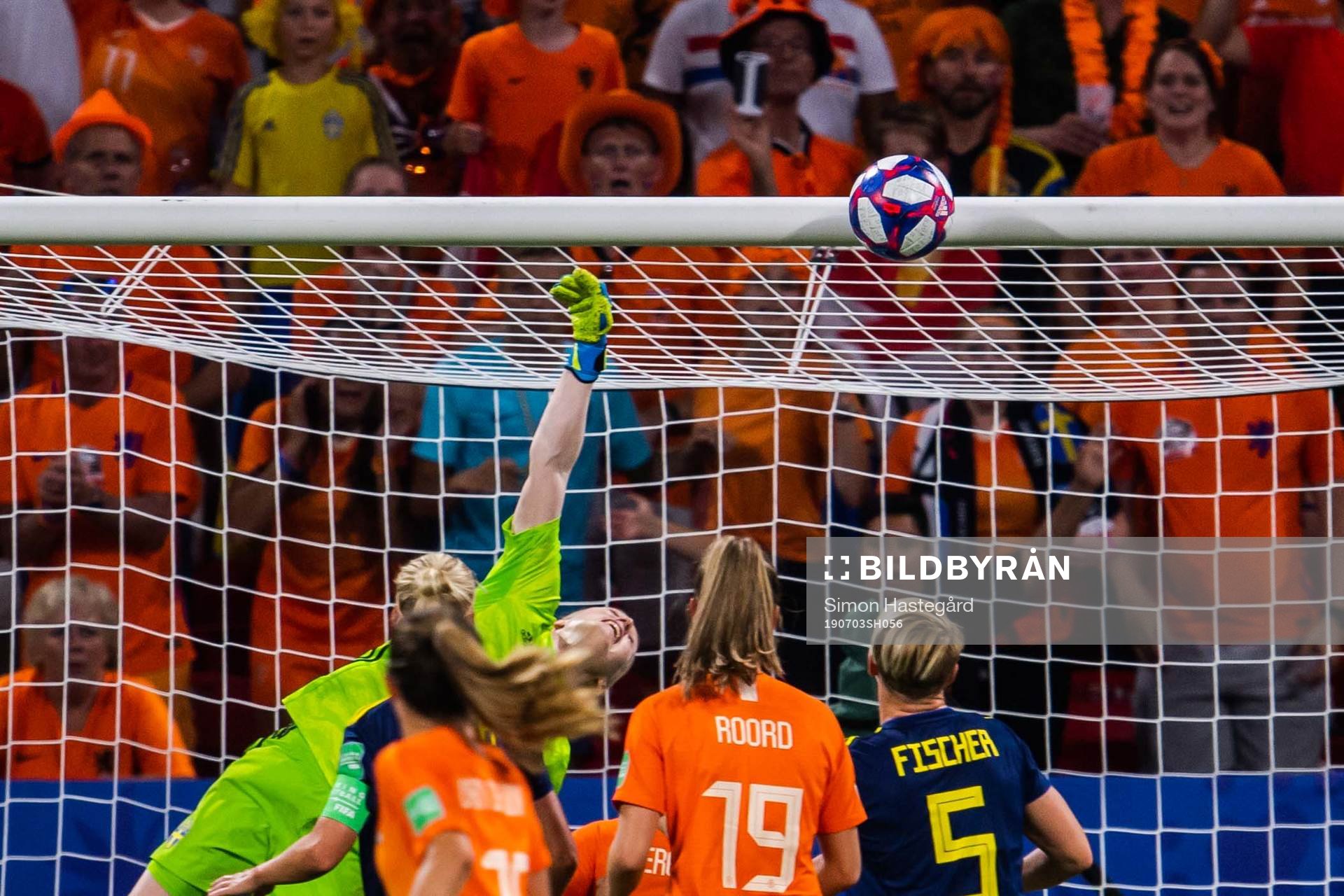 Goalkeeper Hedvig Lindahl of Sweden with a save