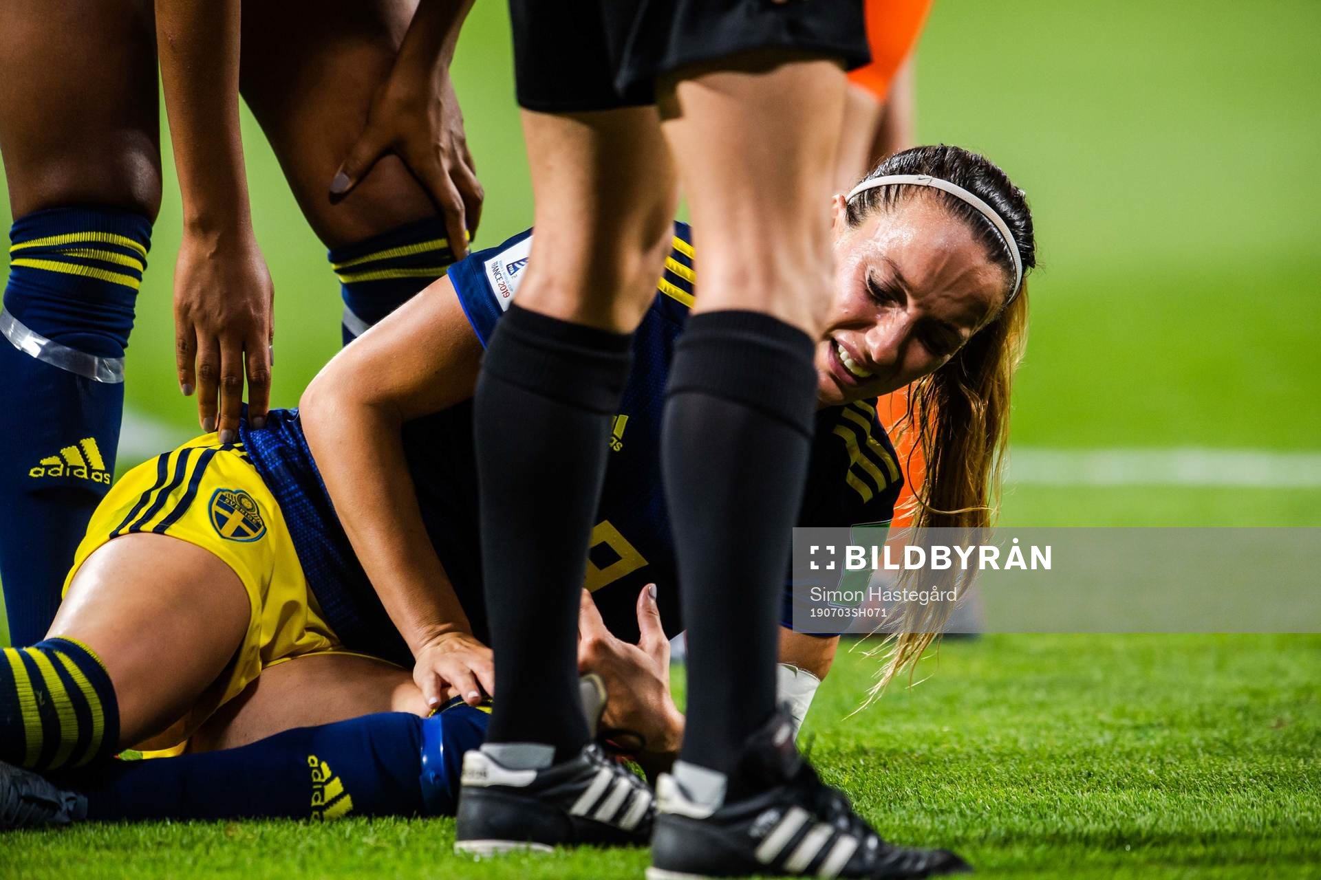 Kosovare Asllani of Sweden in pain
