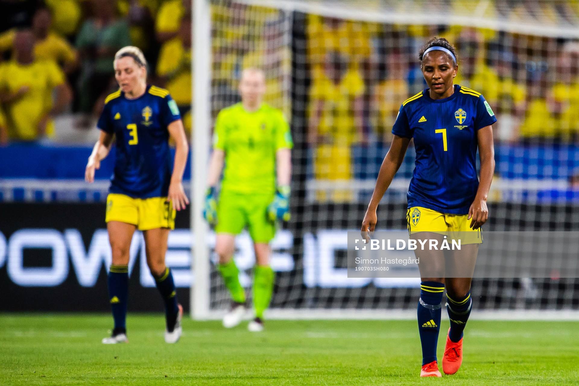Linda Sembrant and Madelen Janogy of Sweden look dejected