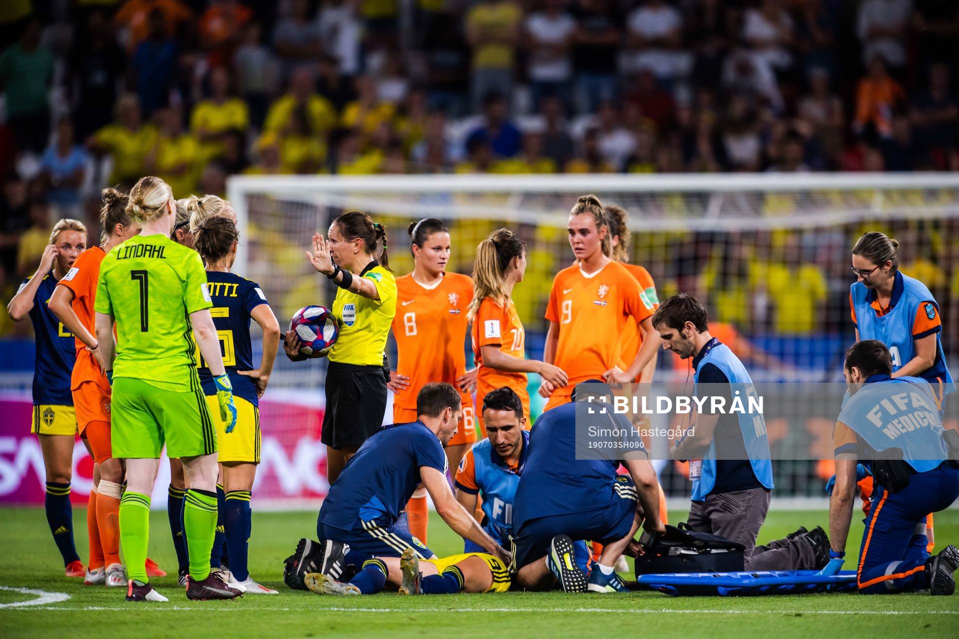 Kosovare Asllani of Sweden in pain